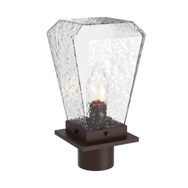 Shown in Statuary Bronze finish and Clear Blown glass