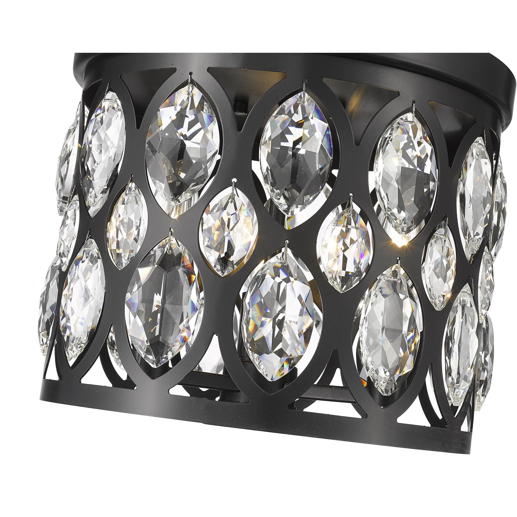 Shown in Matte Black finish and Steel + K9 Crystal glass and Steel + K9 Crystal shade