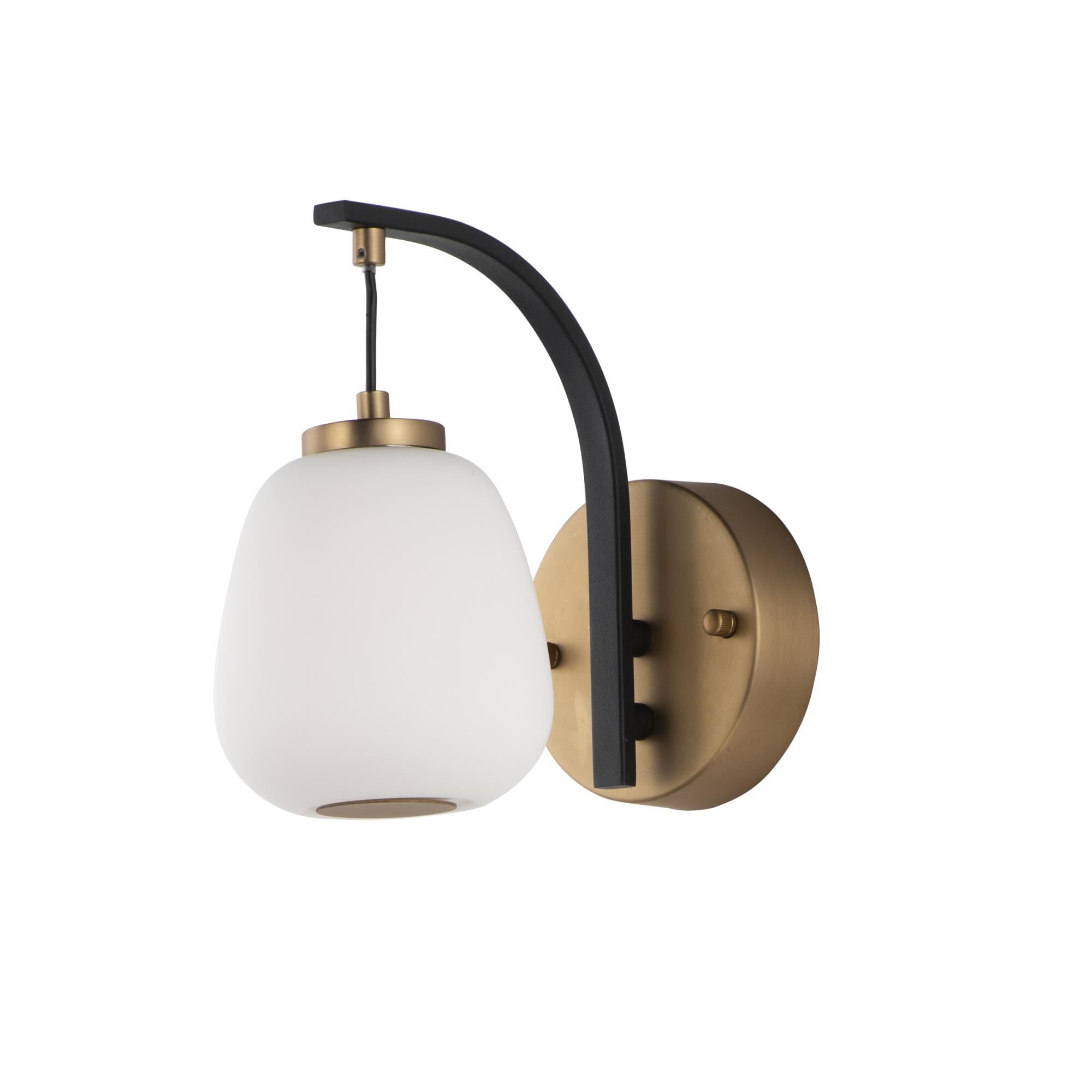 Shown in Black / Gold finish and Satin White glass and Glass shade