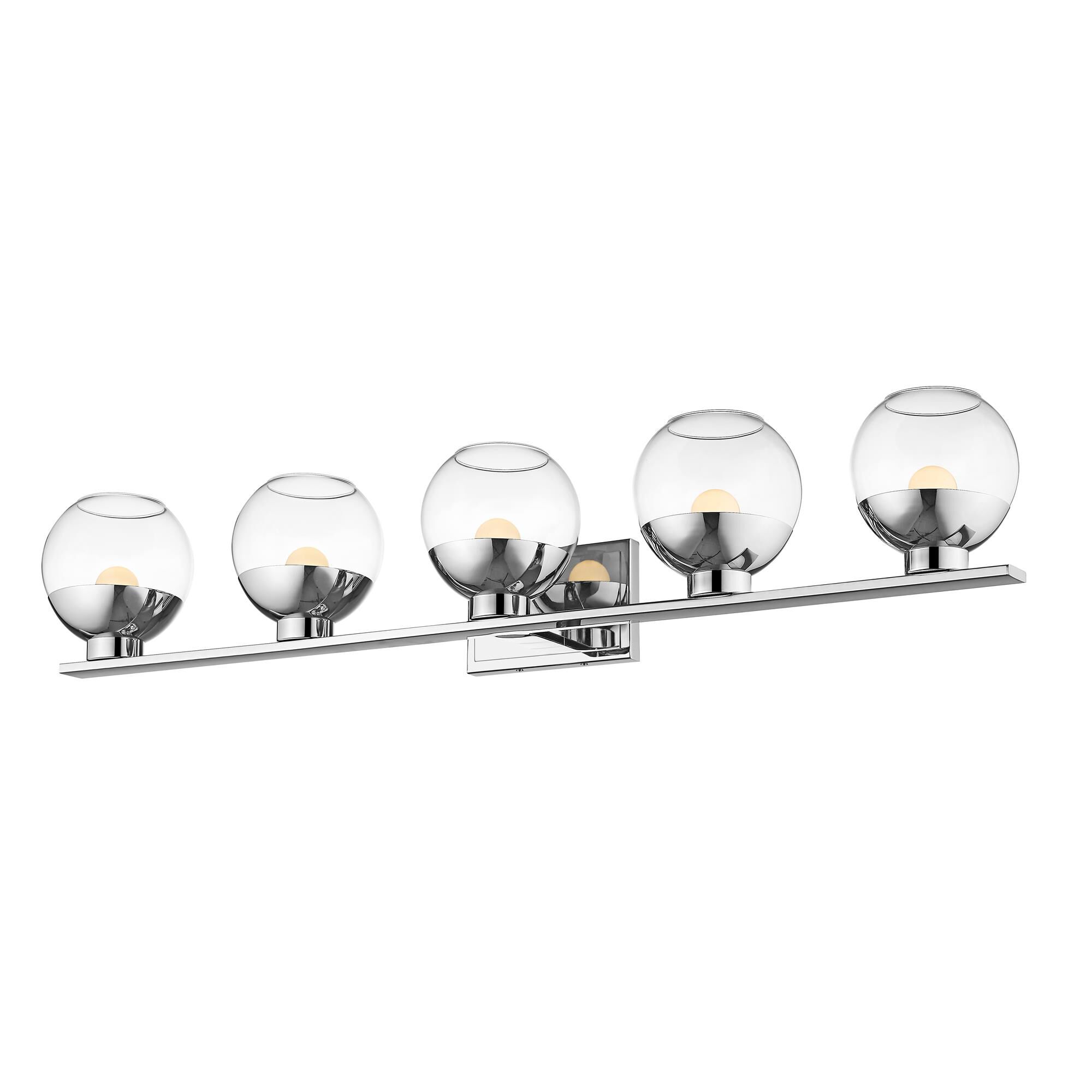 Shown in Chrome finish and Glass shade