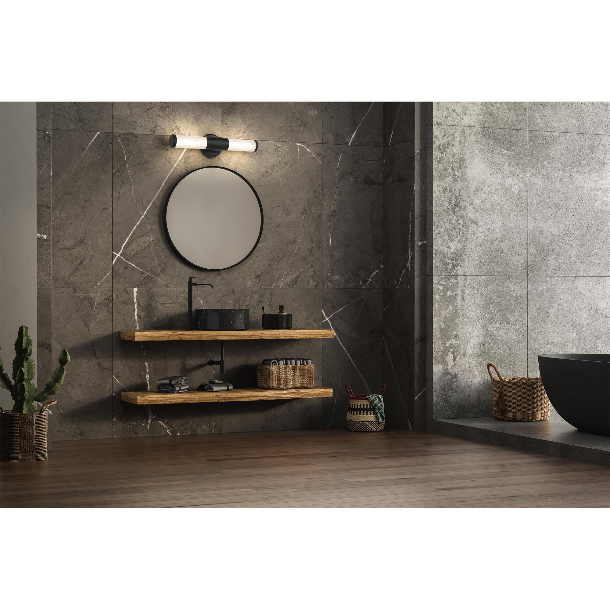 Shown in Matte Black finish and Opal White glass and Opal White shade