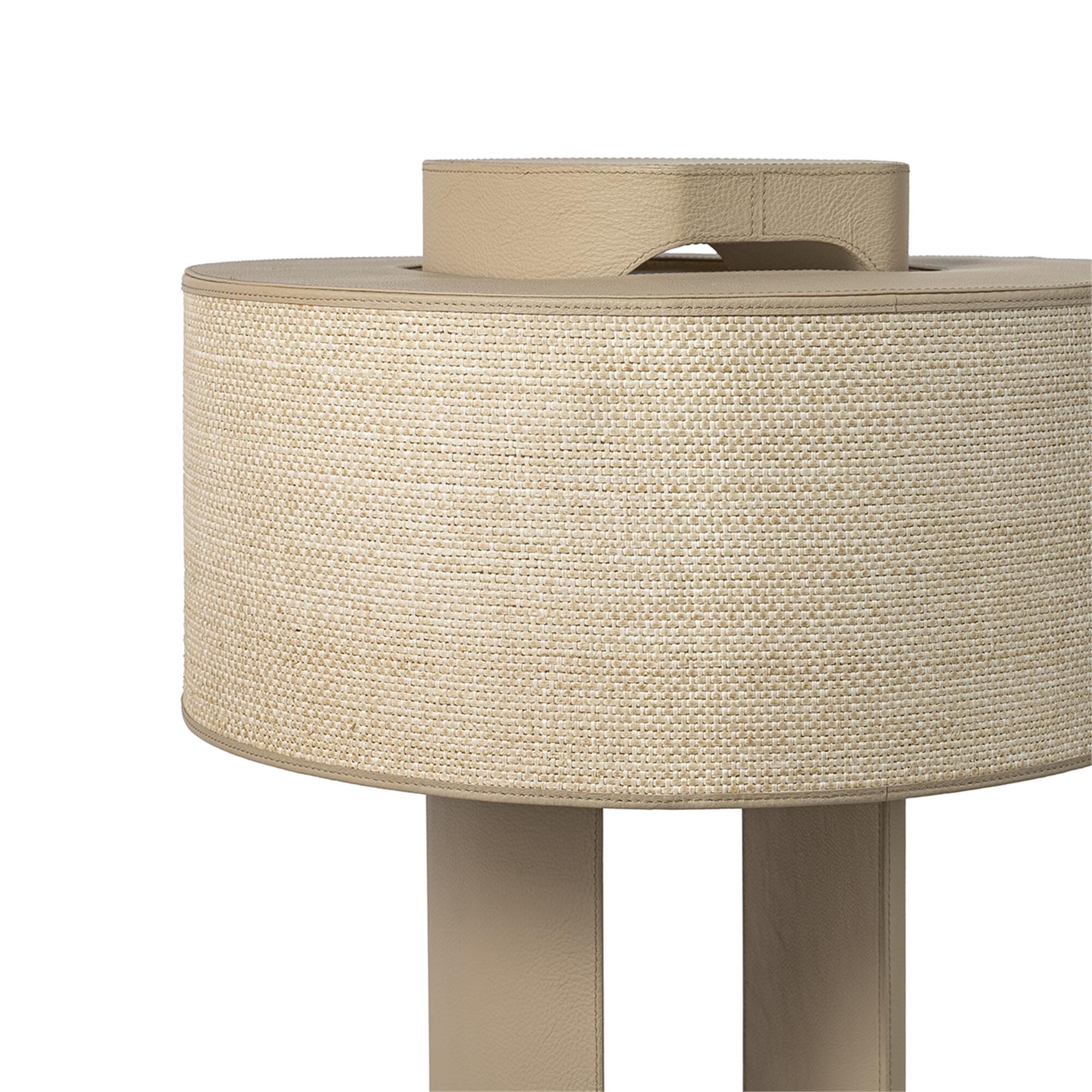Shown in Natural finish and Raffia and Leather shade