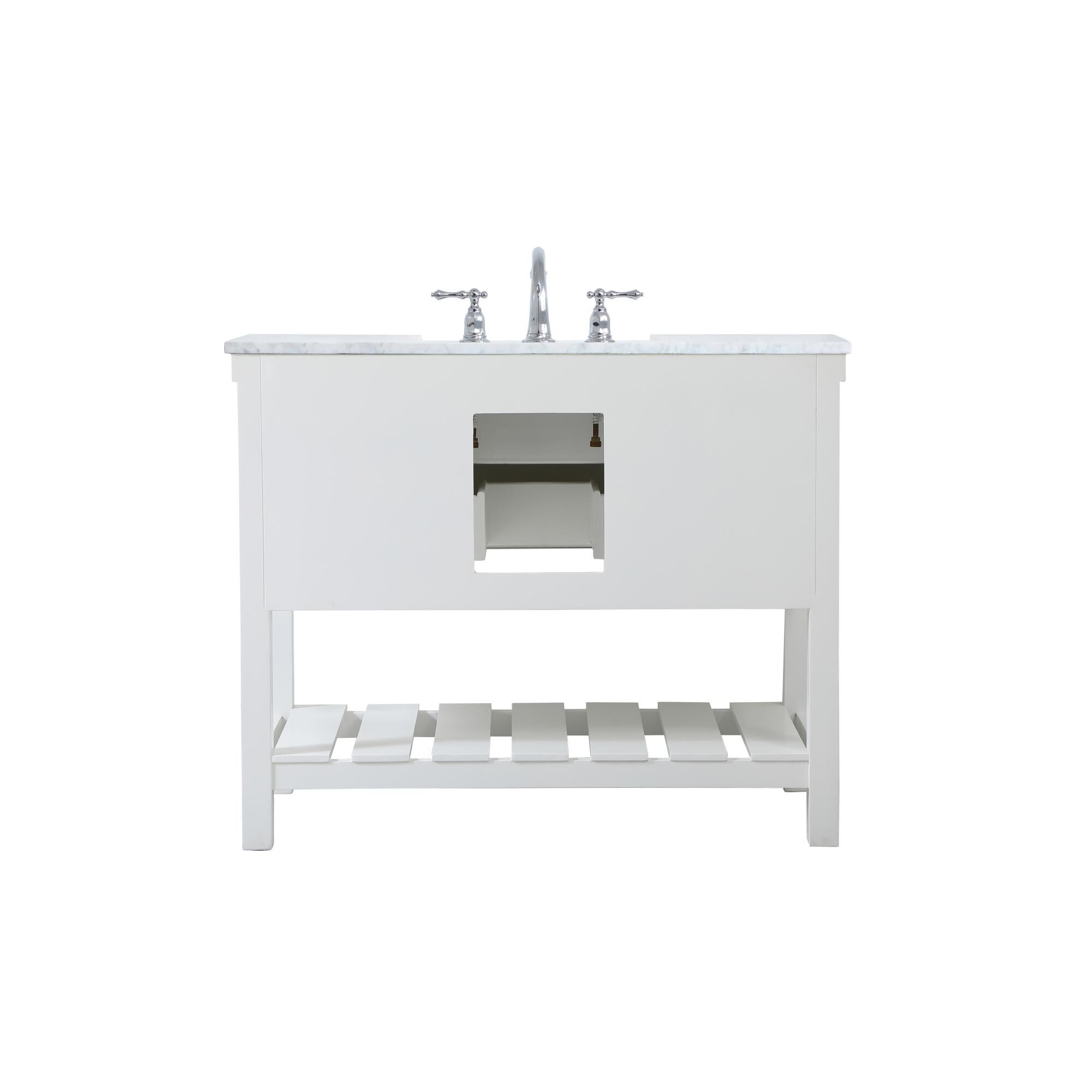 Shown in White finish and Without Backsplash accent