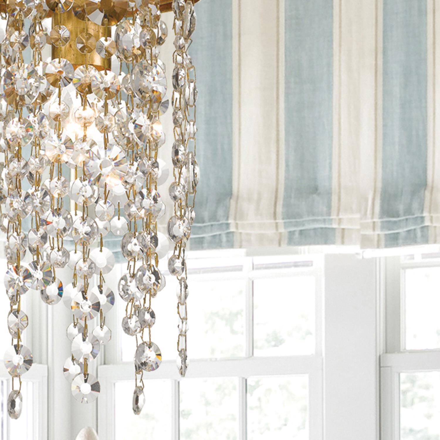 Shown in Antique Gold finish and Clear Hand Cut crystal