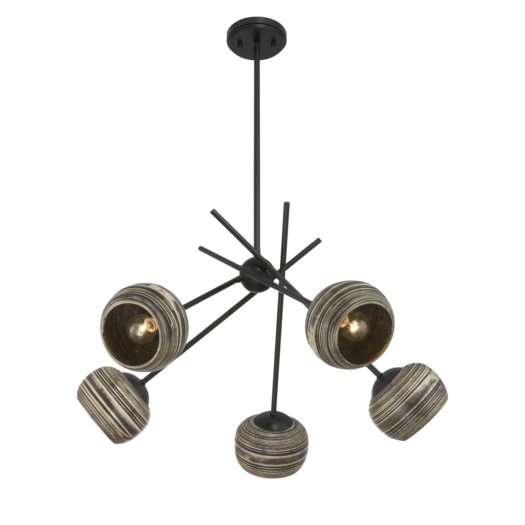 Shown in Matte Black finish and Spun Bamboo shade