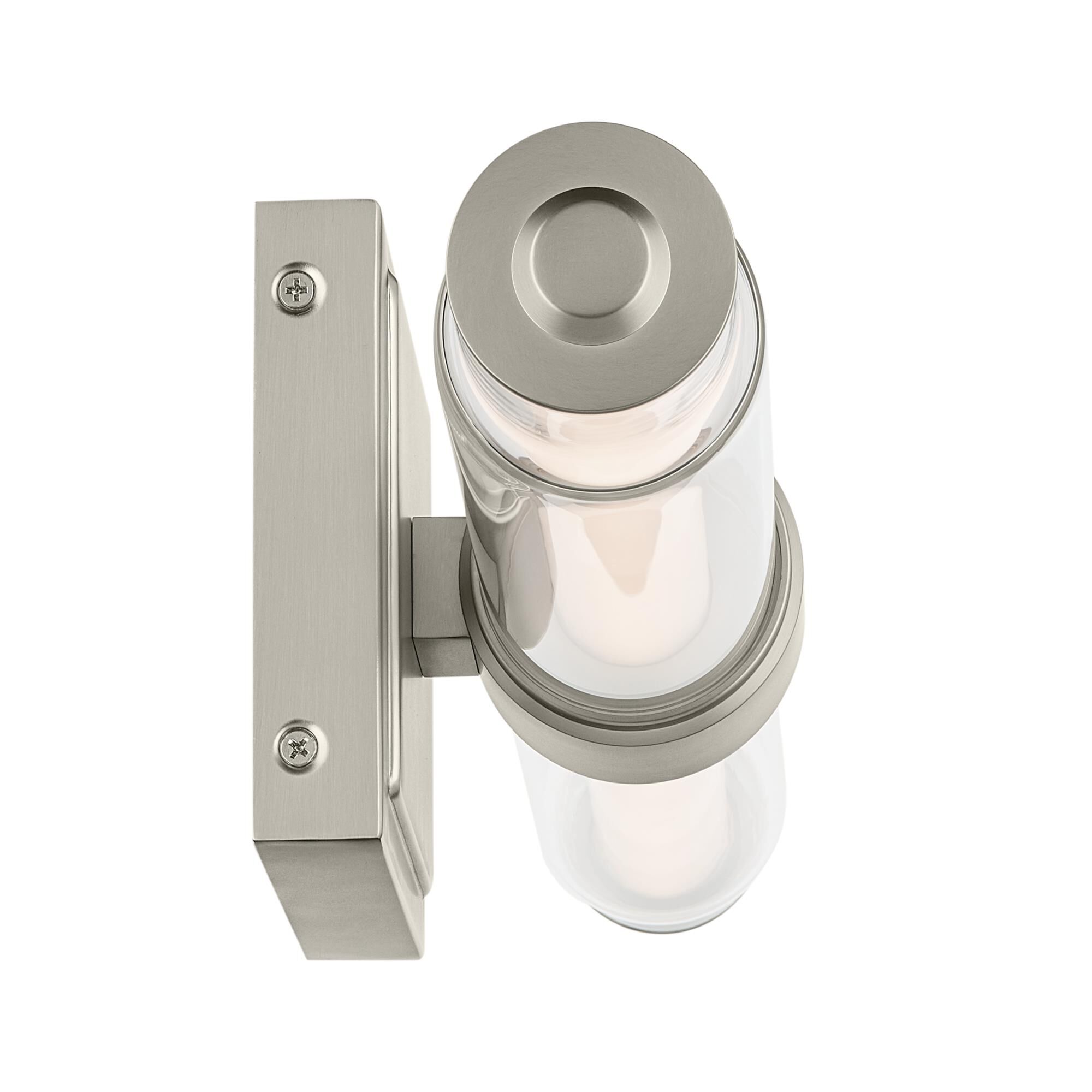 Shown in Brushed Nickel finish and Clear glass