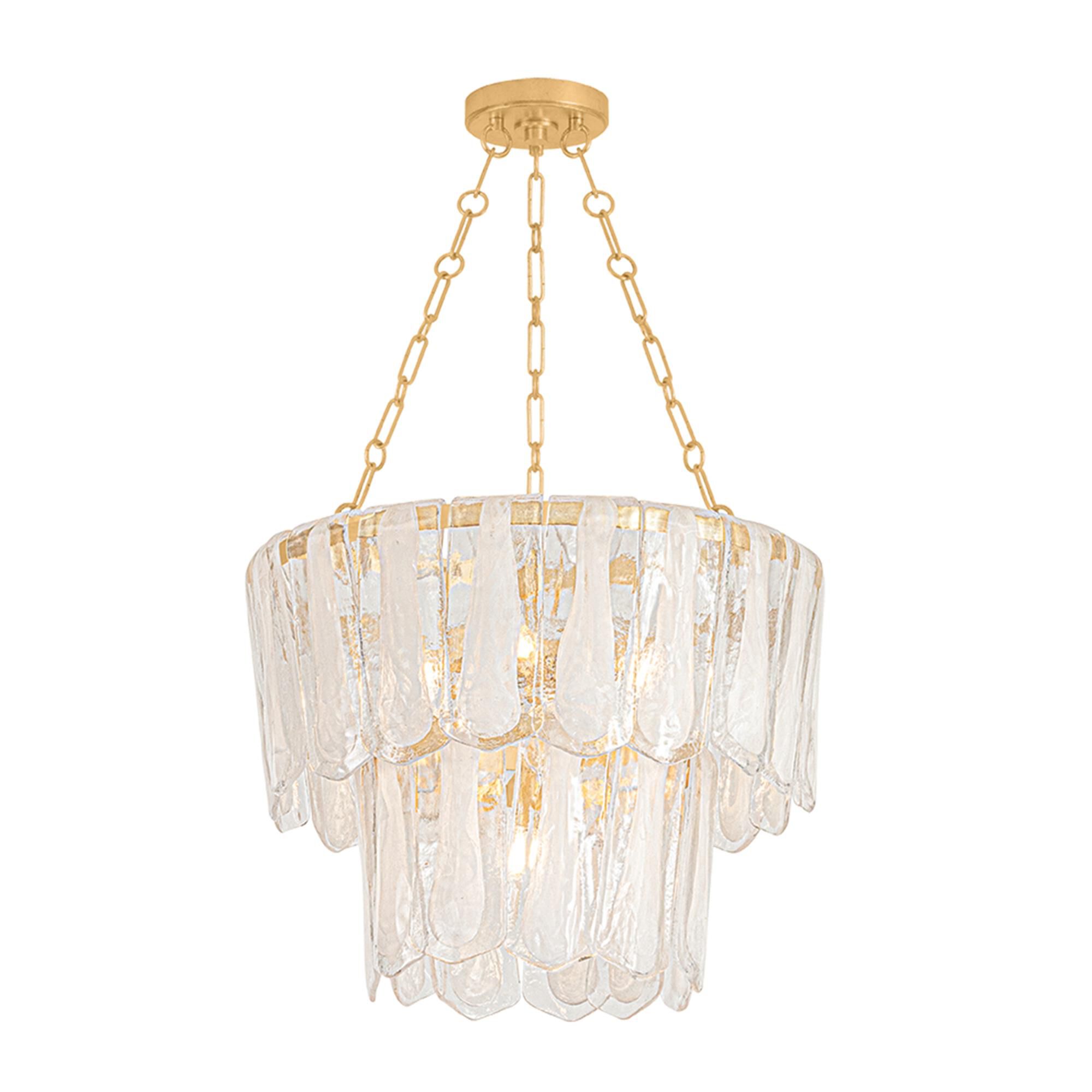 Shown in Vintage Gold Leaf finish and Piastre glass