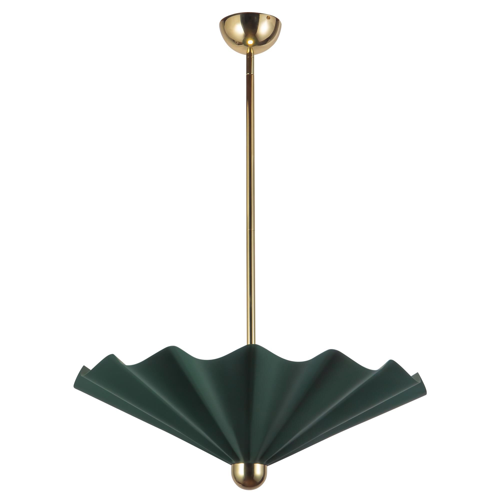 Shown in Pine Green finish and Matte Opal glass