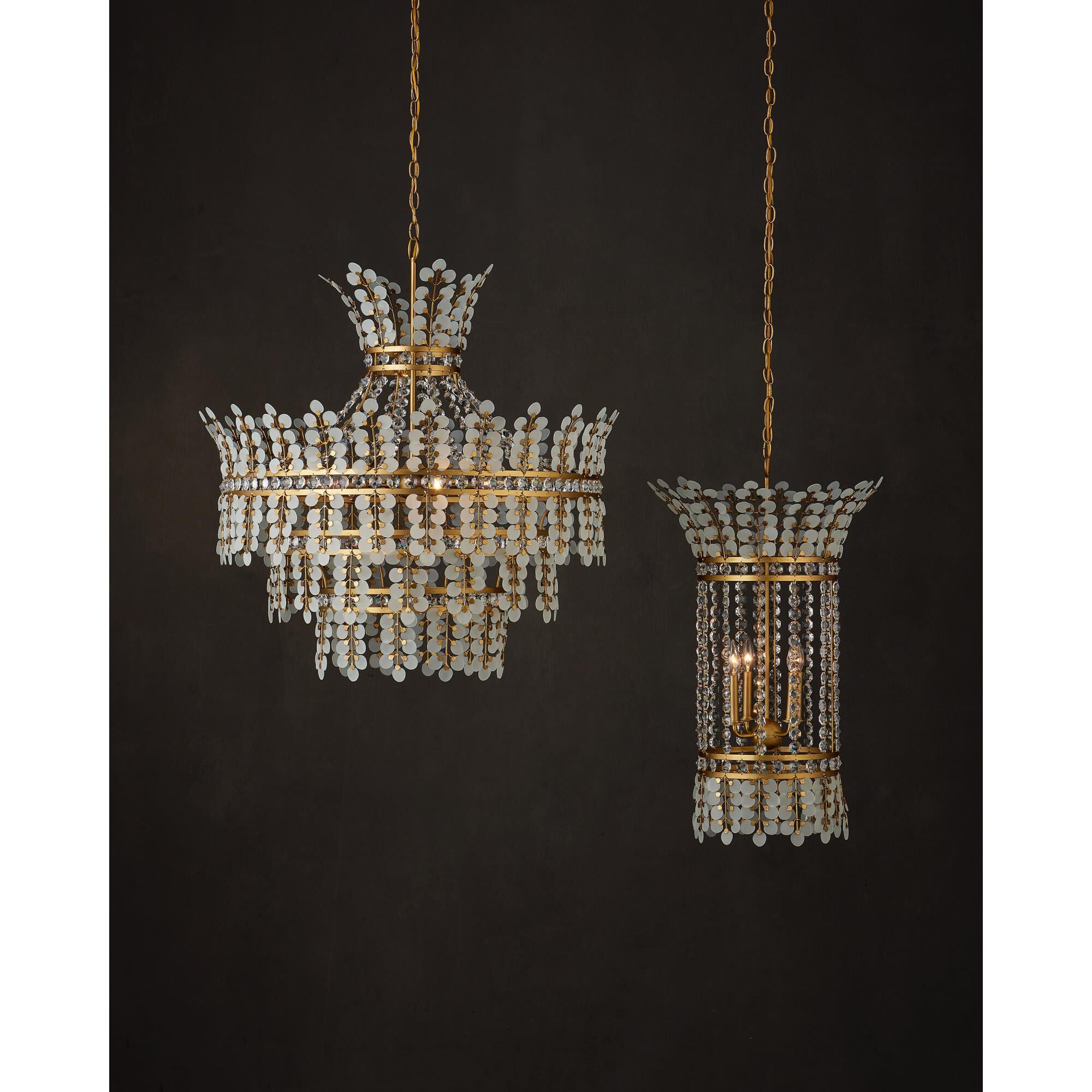 Shown in Frosted, Clear and Brass finish