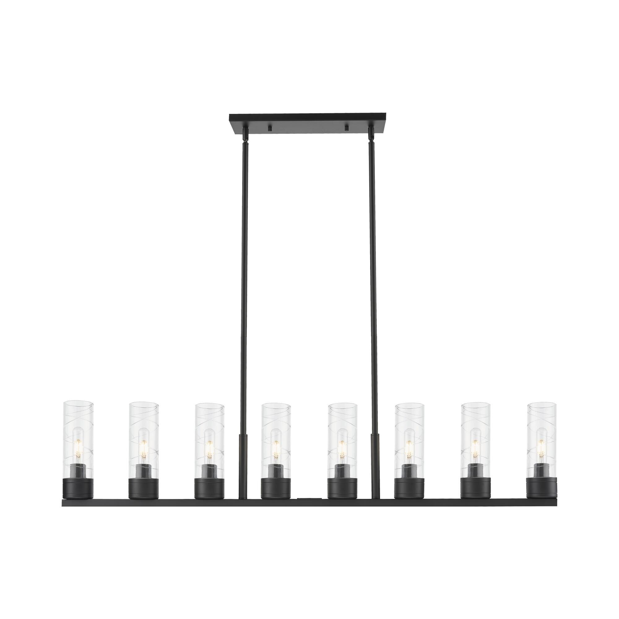 Shown in Matte Black finish and Deco Swirl glass