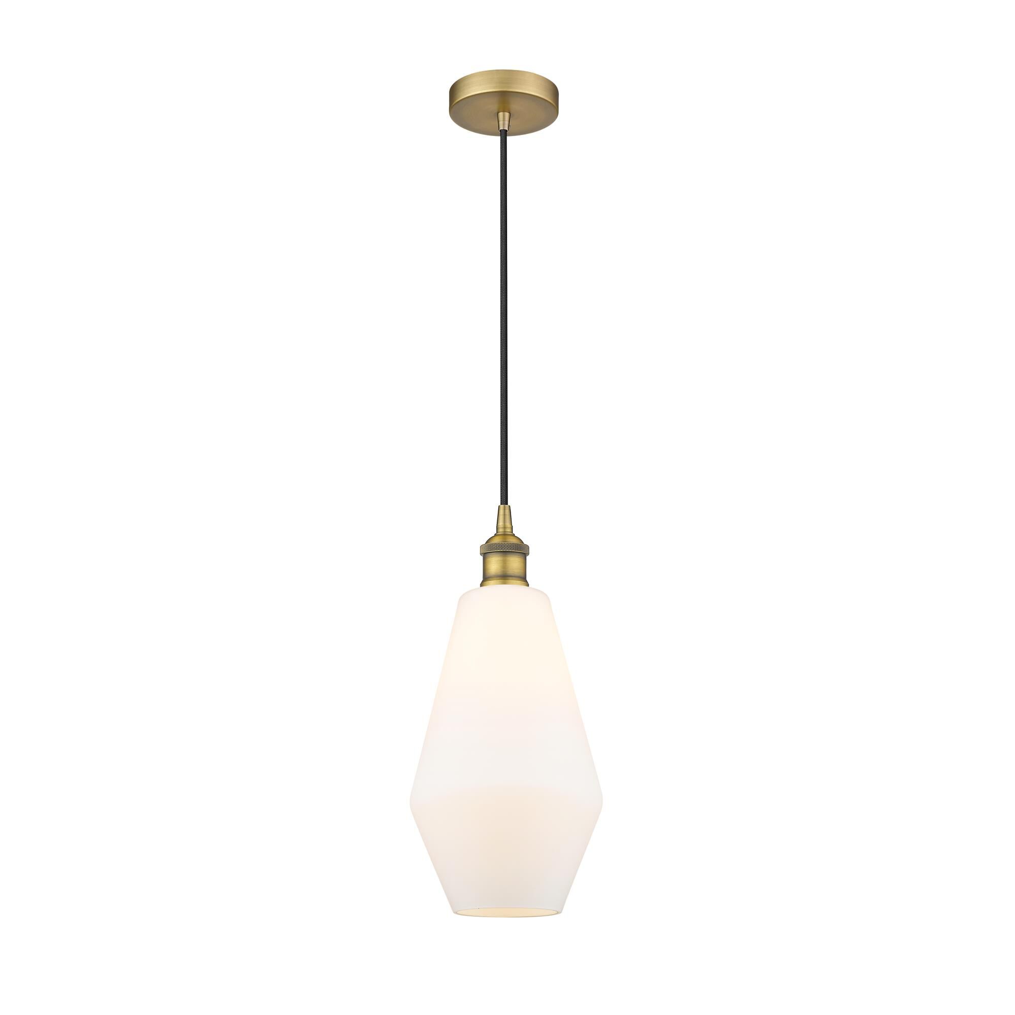 Shown in Brushed Brass finish and Cased Matte White Cindyrella 8