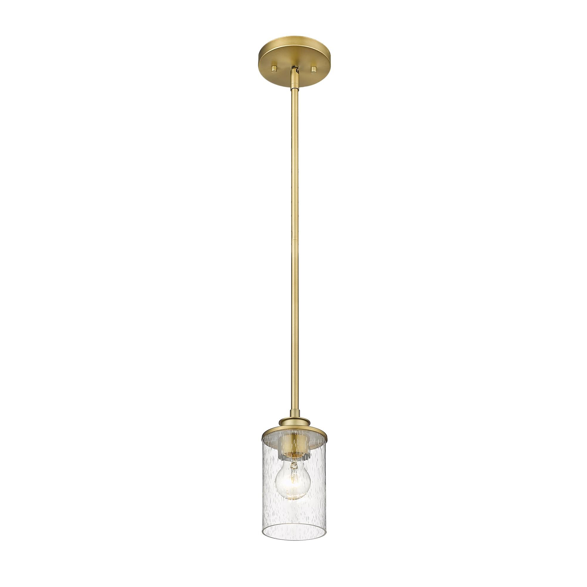 Shown in Olde Brass finish and Glass shade