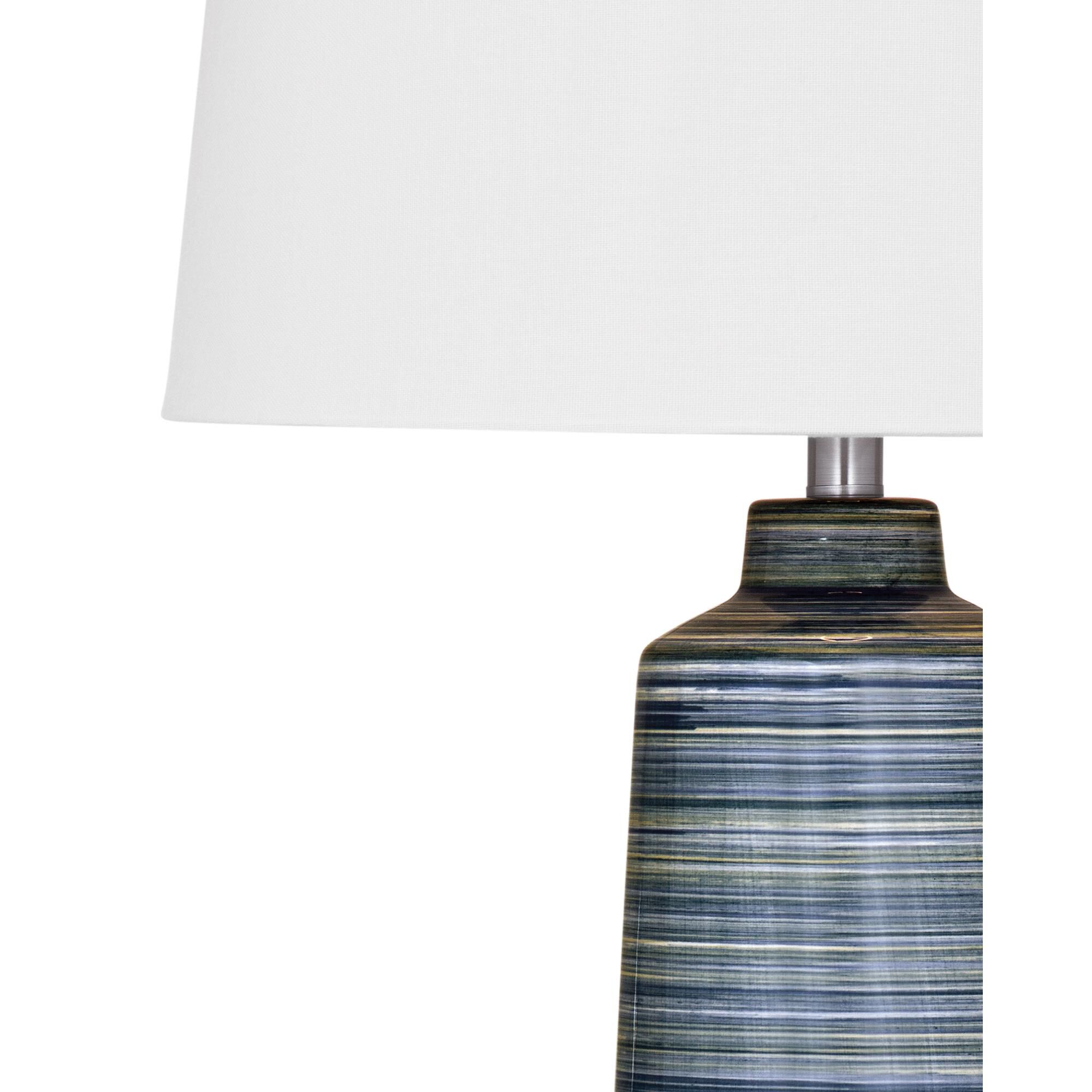 Shown in Brushed Blue and White finish and White shade