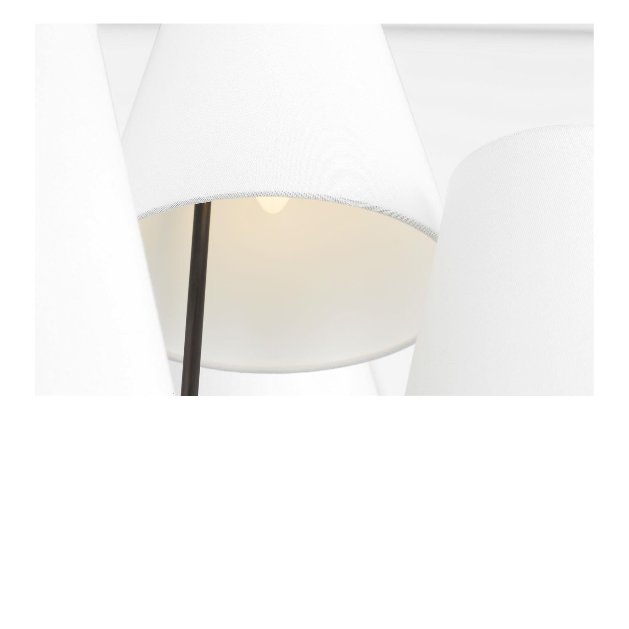 Shown in Aged Iron finish and White Linen Fabric shade