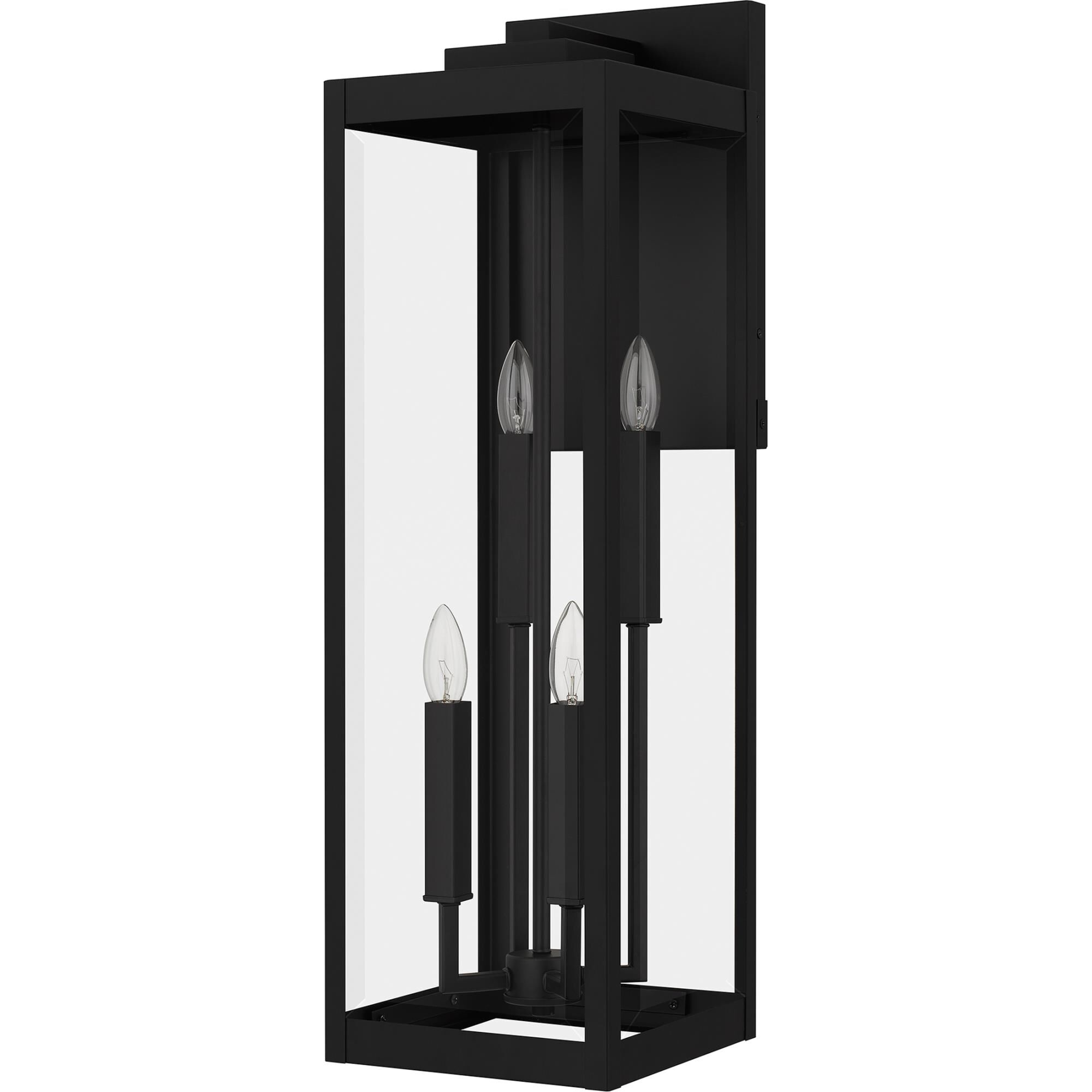 Shown in Earth Black finish and Clear Beveled Glass shade