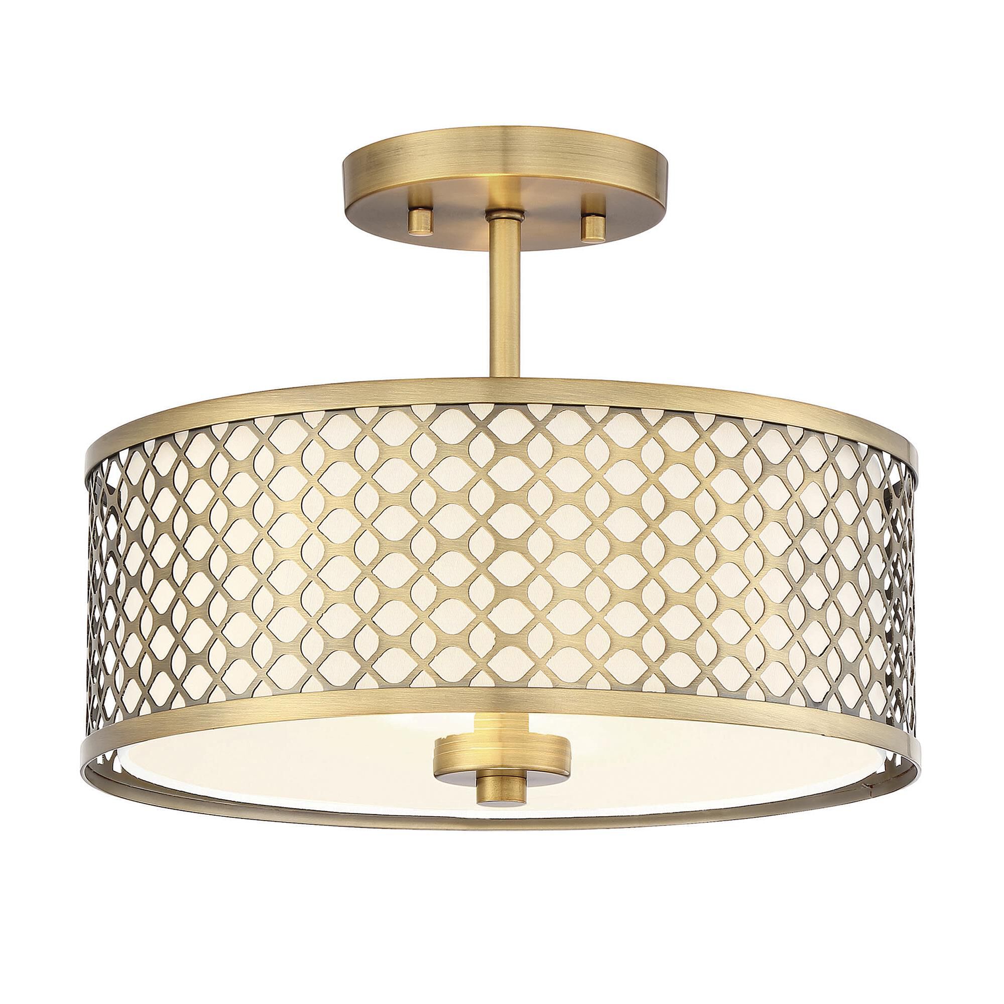 Shown in Natural Brass finish and Cream Fabric shade