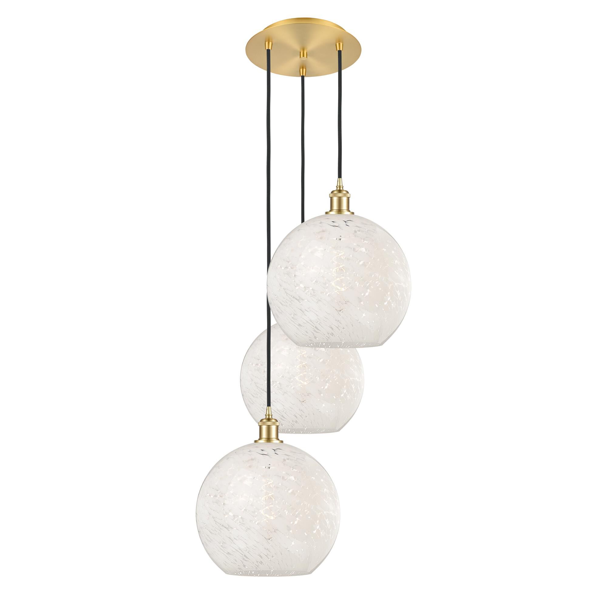 Shown in Satin Gold finish and White Mouchette glass