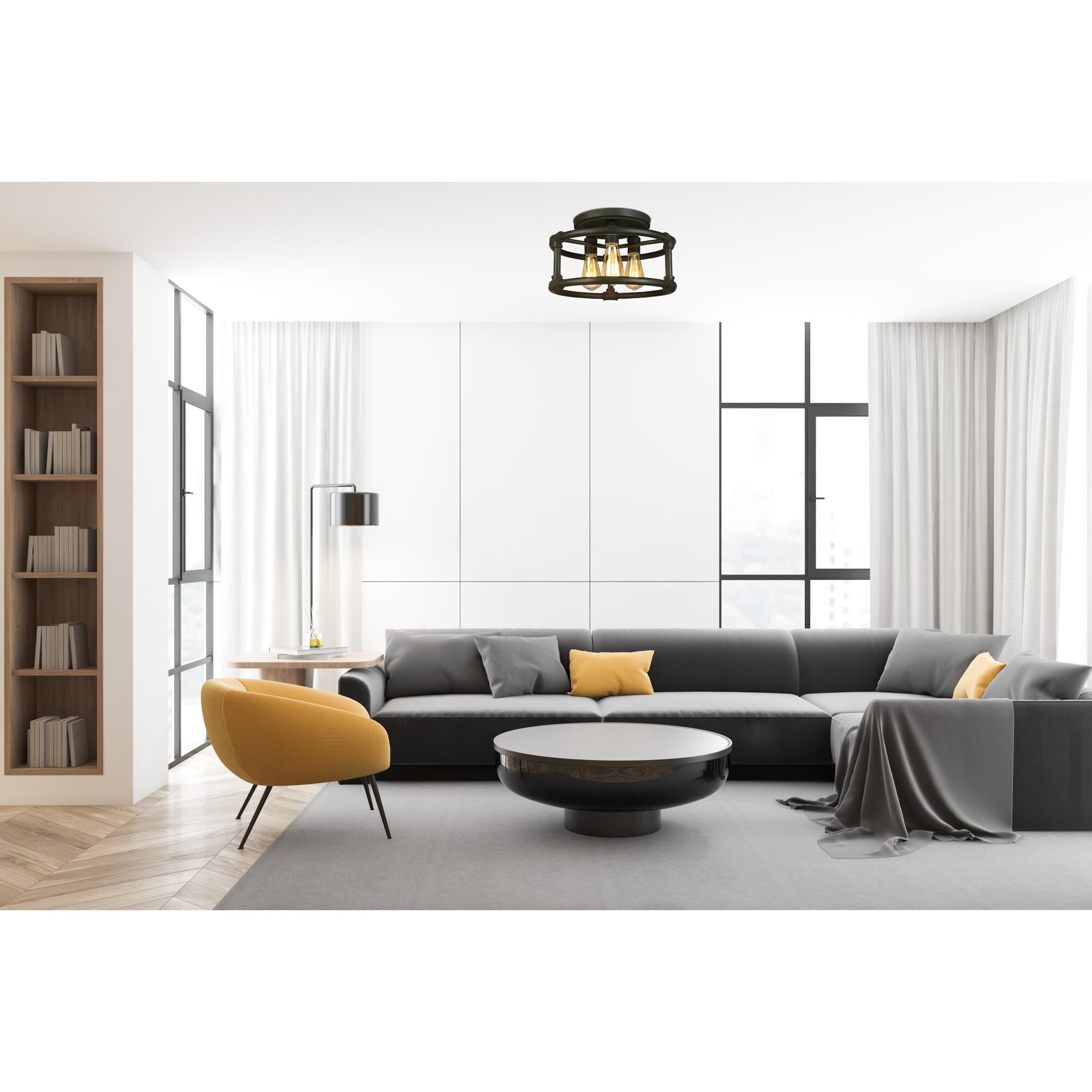 Eglo Wymer 15 Inch 3 Light Semi Flush Mount by Eglo Lighting