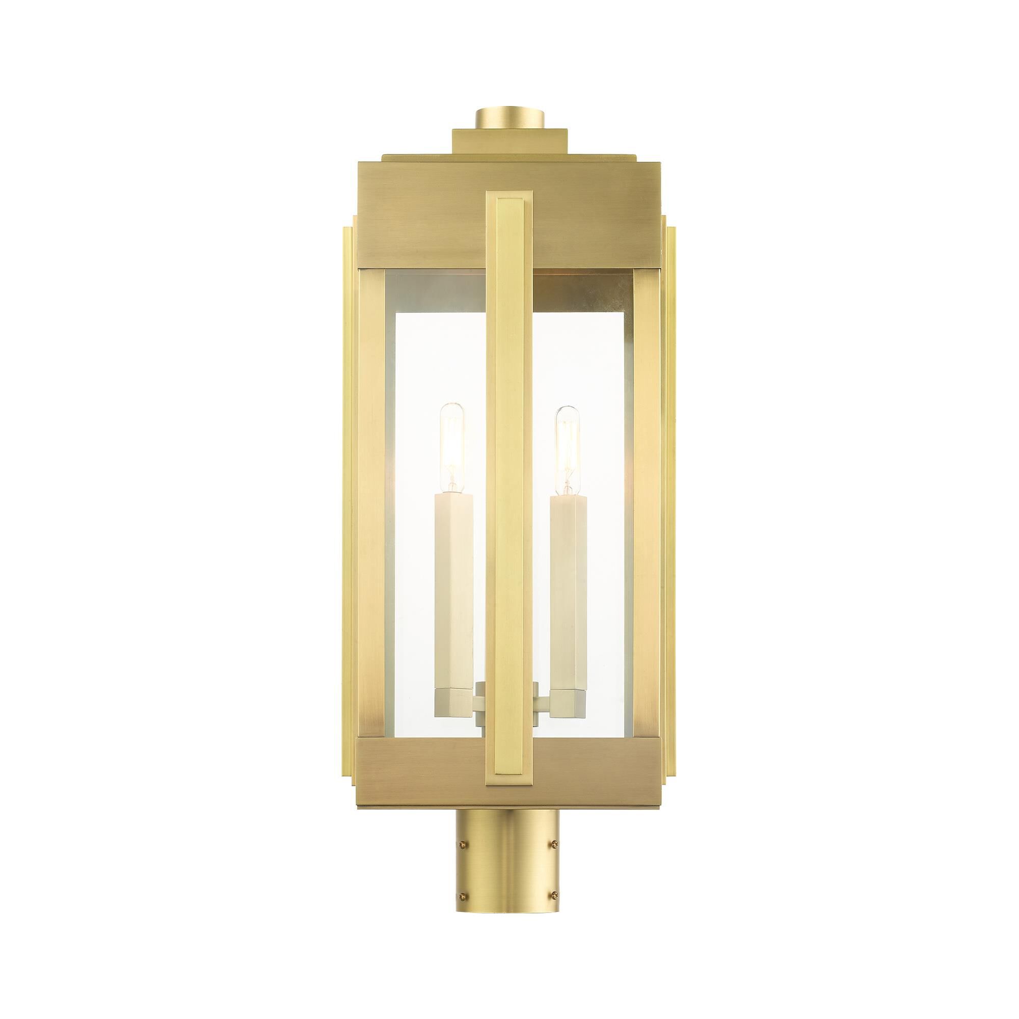 Shown in Natural Brass finish and Clear glass