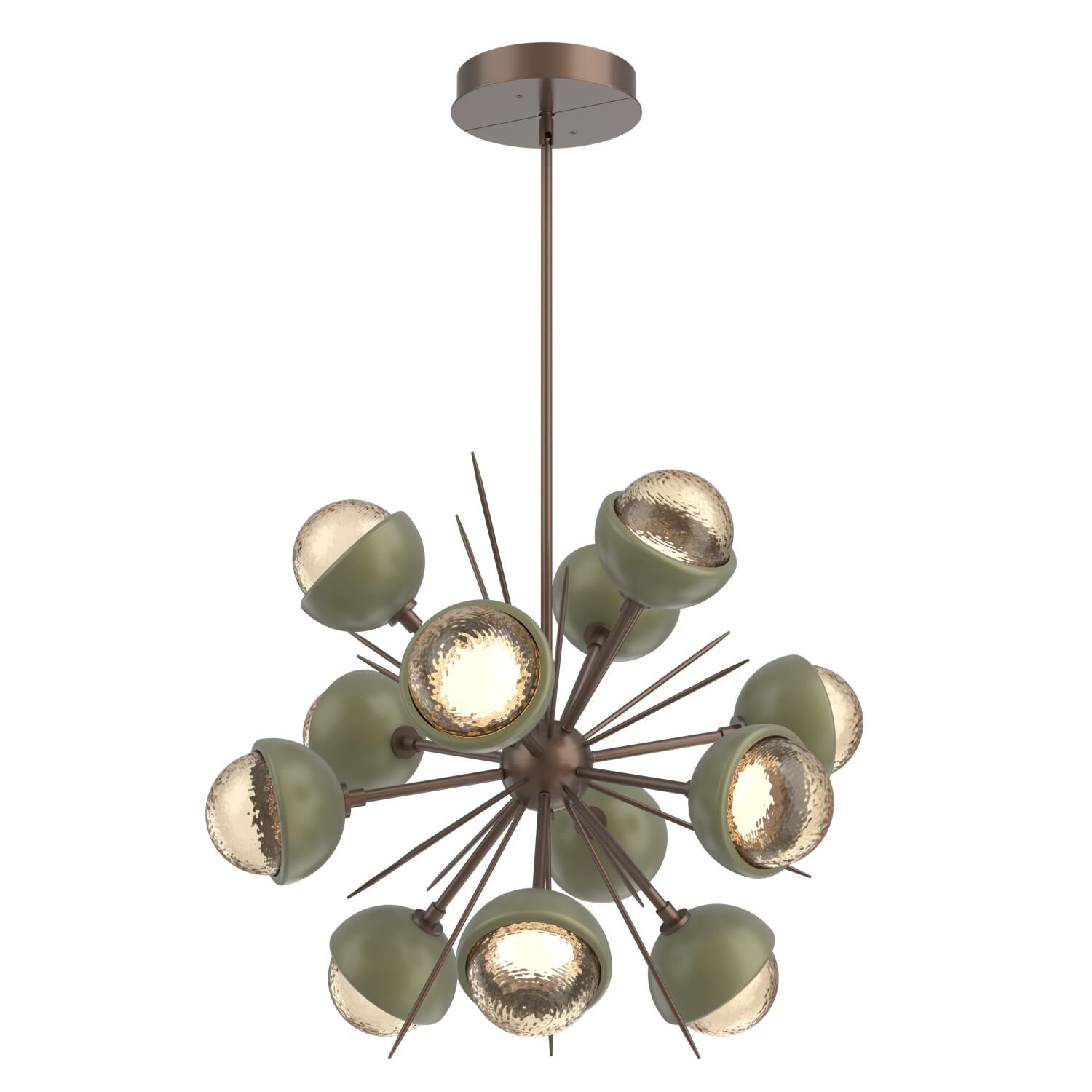 Shown in Burnished Bronze finish and Amber glass and Sage Green accent