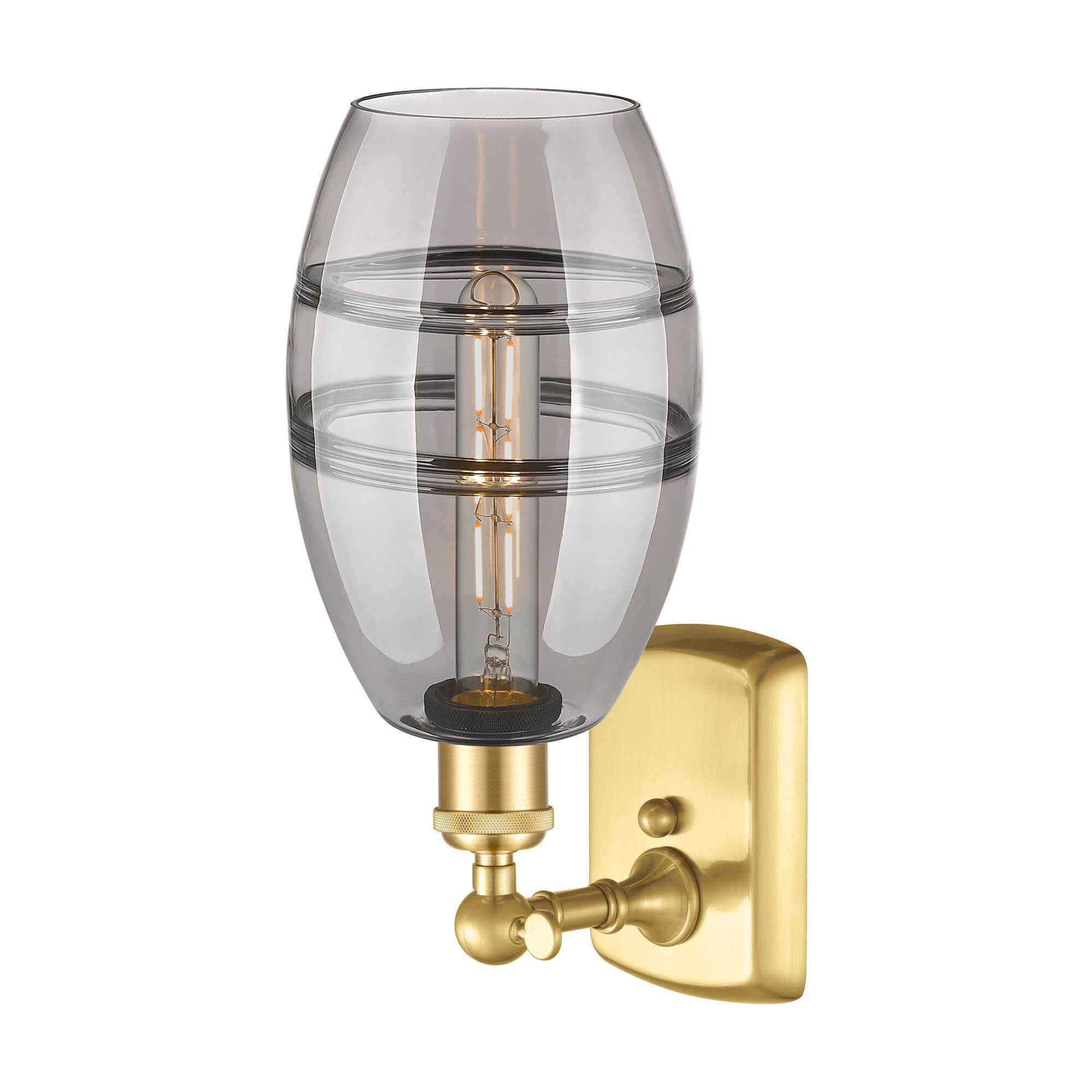 Shown in Satin Gold finish and Light Smoke glass