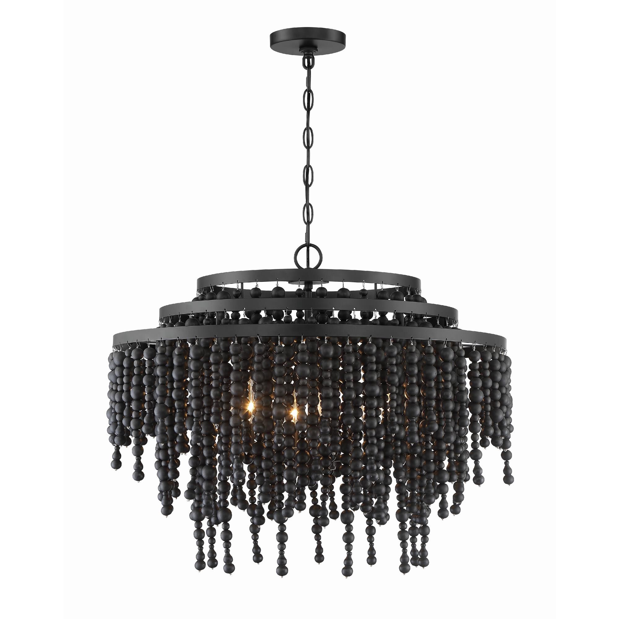 Shown in Matte Black finish and Black Wood Beads crystal