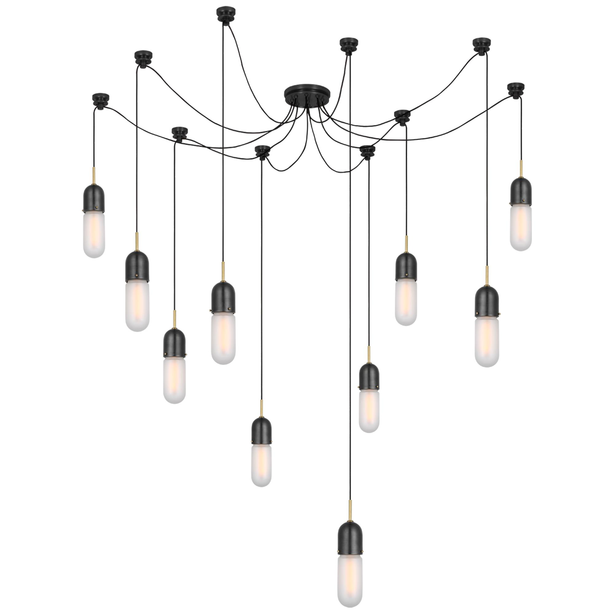 Shown in Bronze and Brass finish and Frosted glass