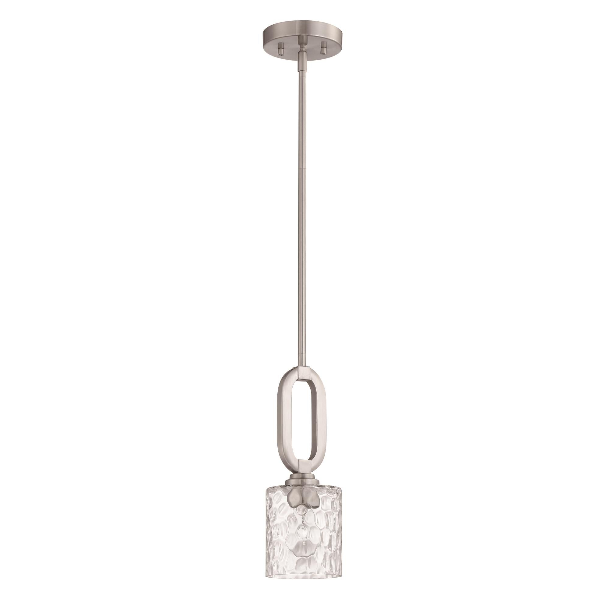 Shown in Brushed Polished Nickel finish and Clear Hammered glass and Glass shade