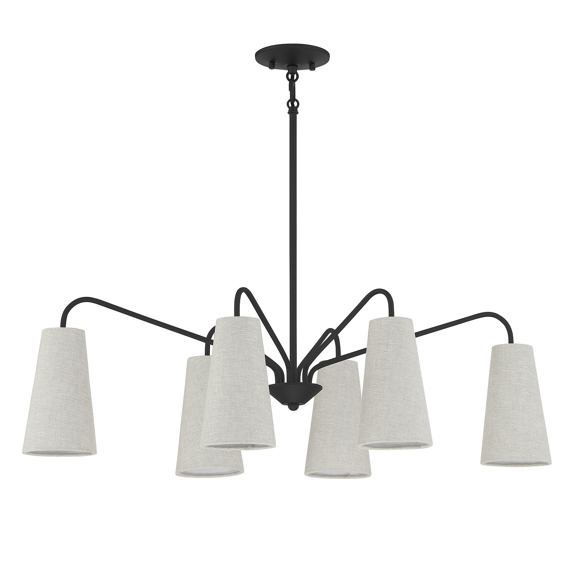 Shown in Matte Black finish and Oatmeal Fabric shade