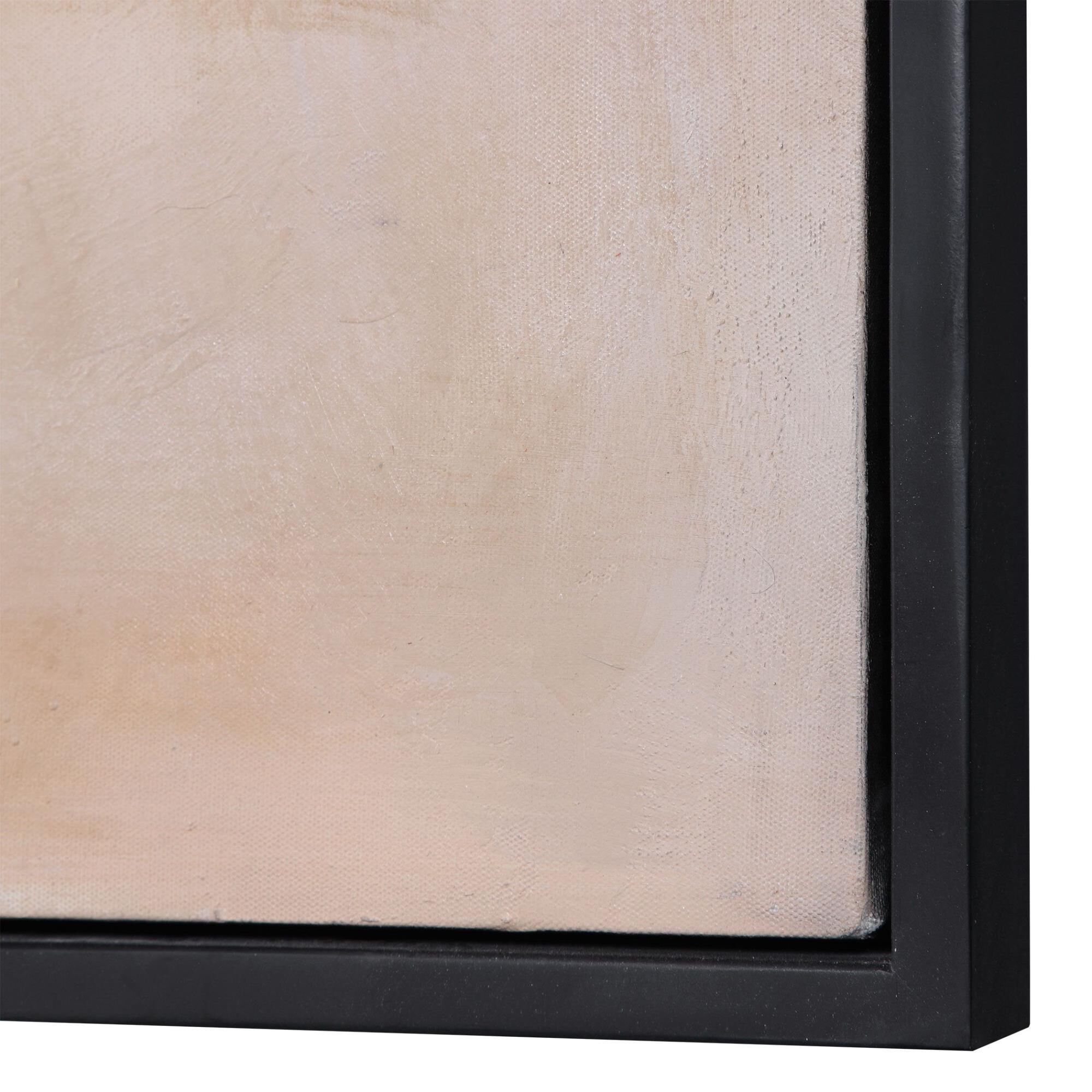 Shown in Hand Painted Abstract, Matte Black Gallery Frame, Orange, Red, Blue, Silver Leaf finish