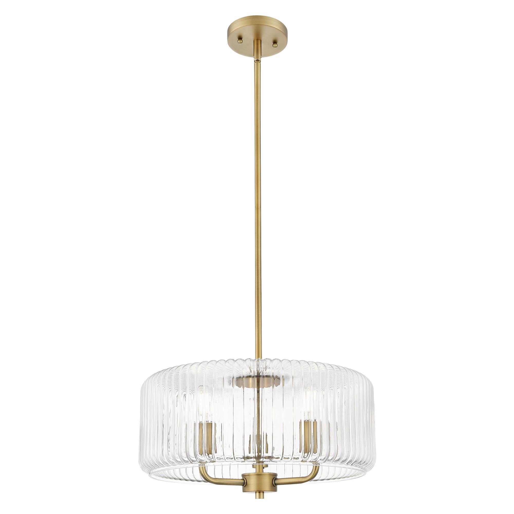 Shown in Brushed Brass finish and Clear glass