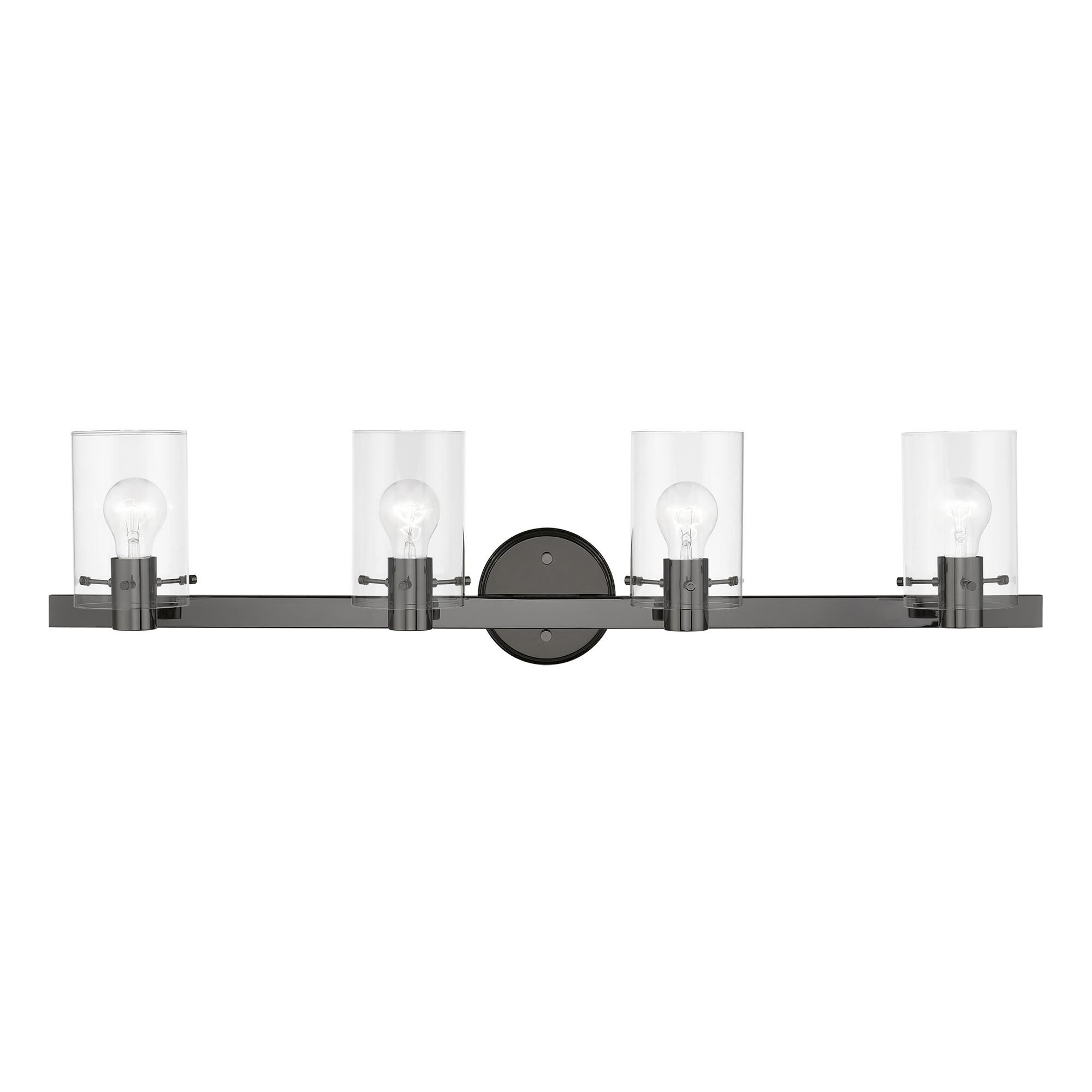 Shown in Black Chrome finish and Clear glass