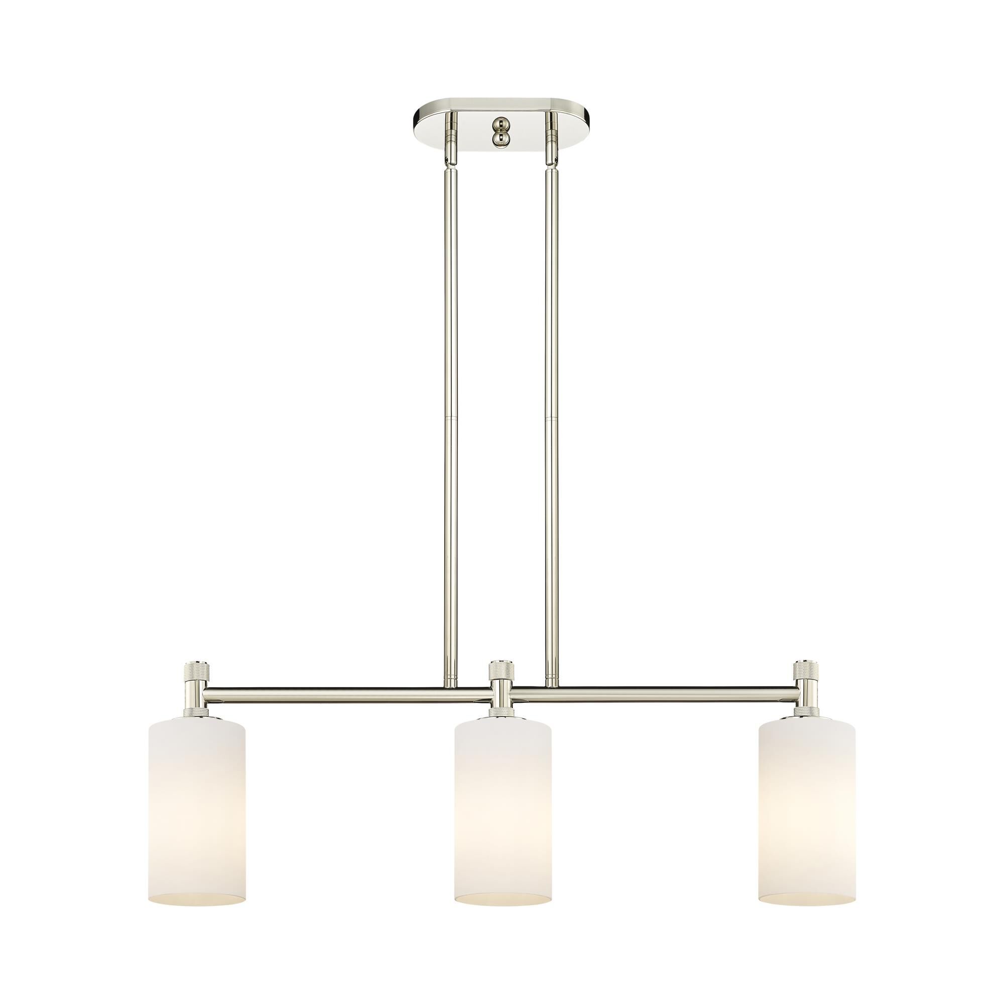 Shown in Polished Nickel finish and Matte White glass