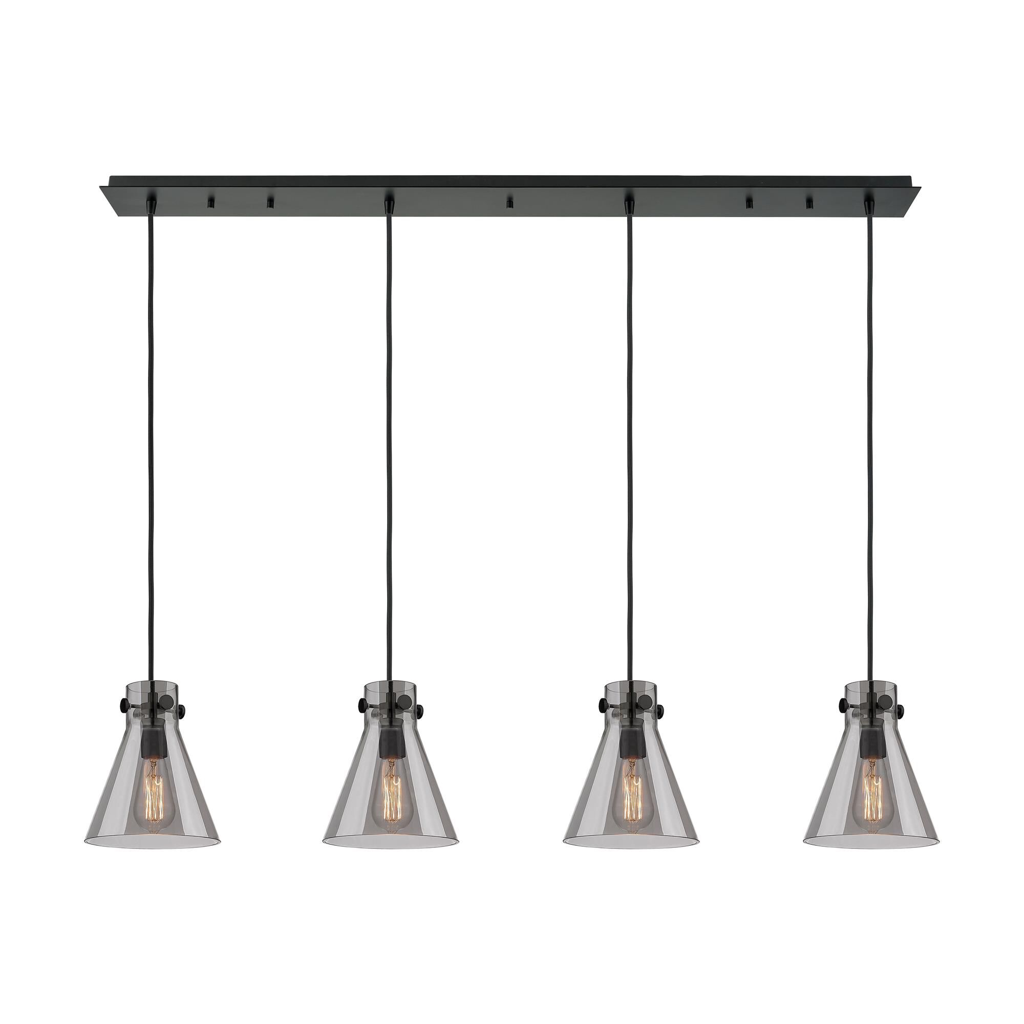 Shown in Matte Black finish and Light Smoke glass and Light Smoke Glass shade