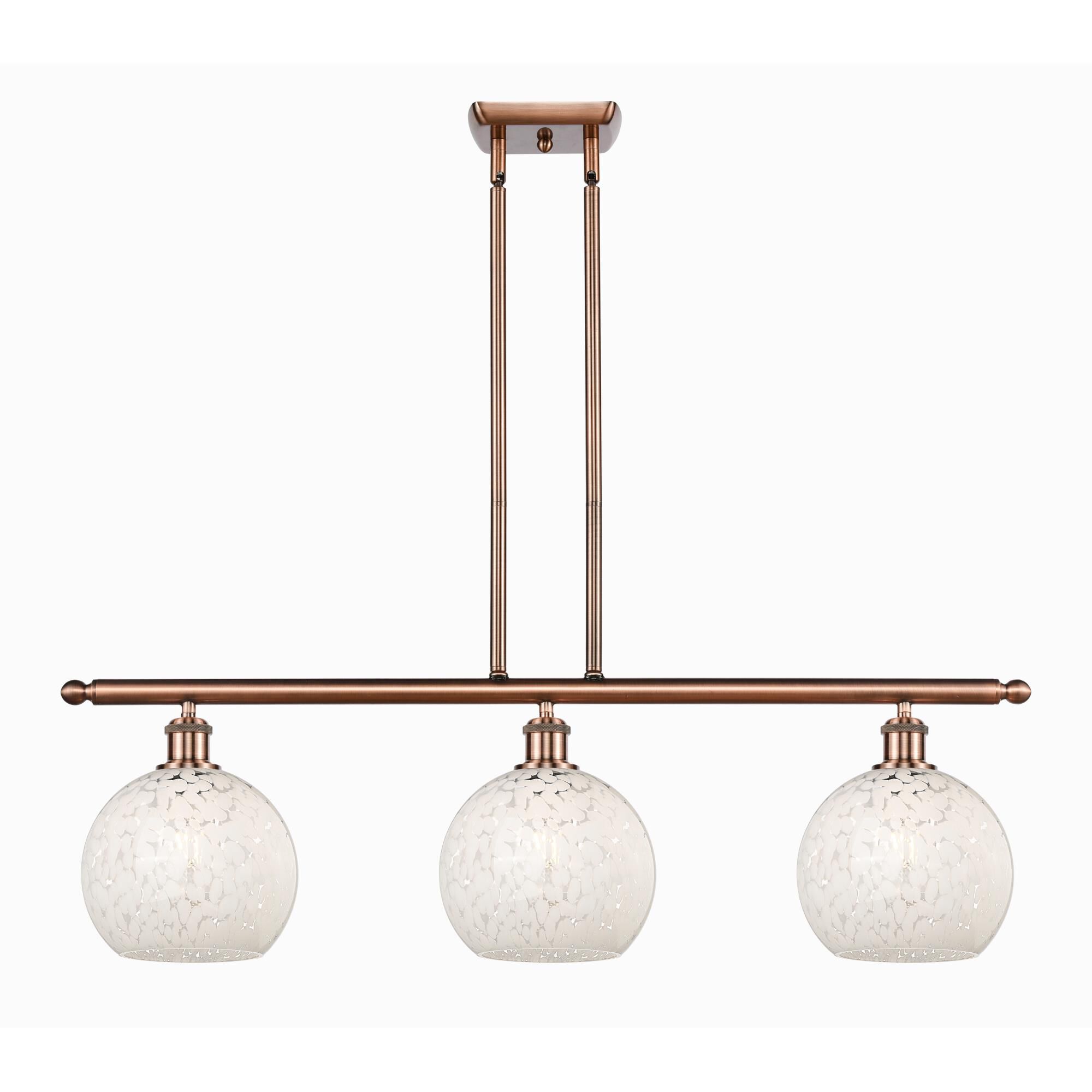 Shown in Antique Copper finish and White Mouchette glass