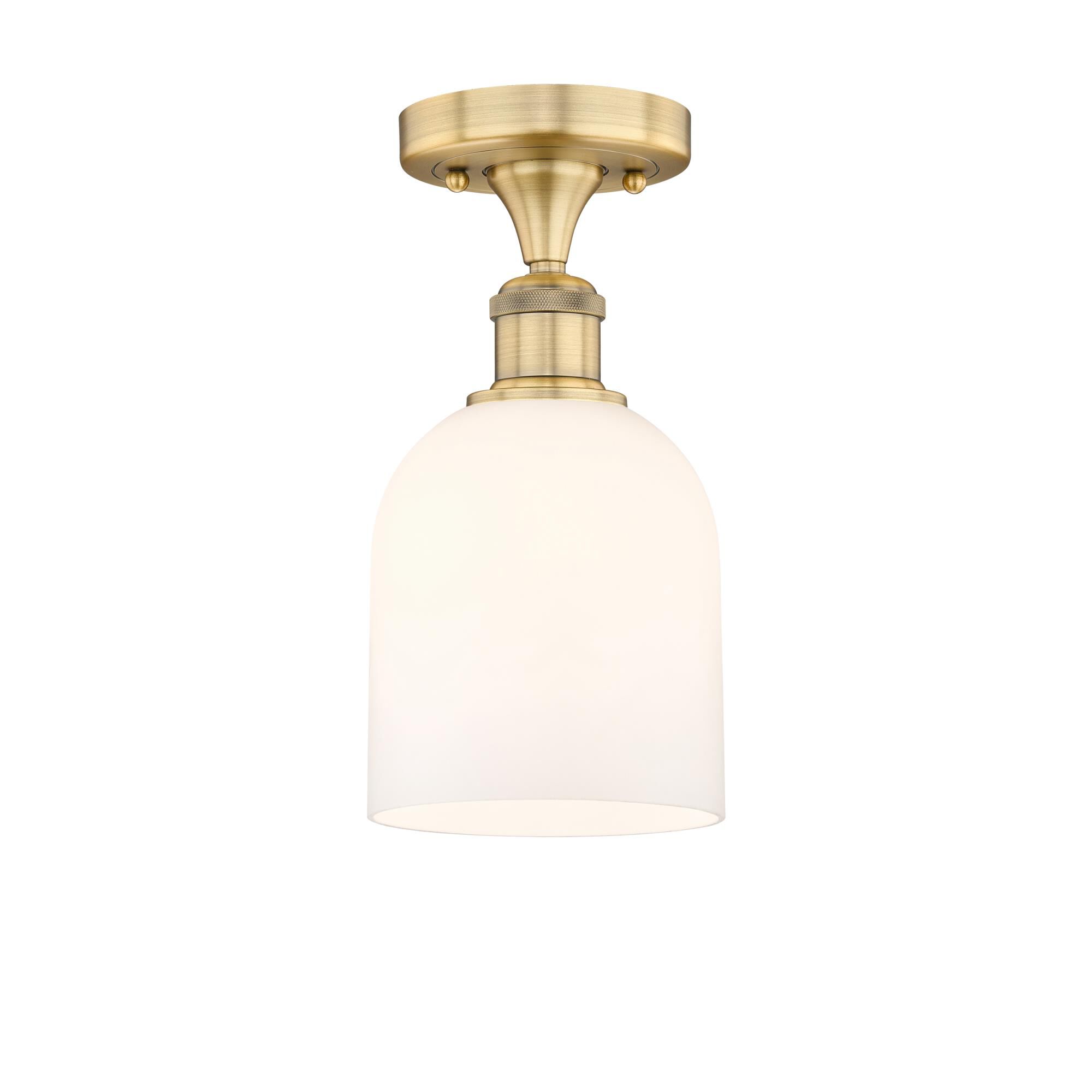 Shown in Brushed Brass finish and Glossy White glass