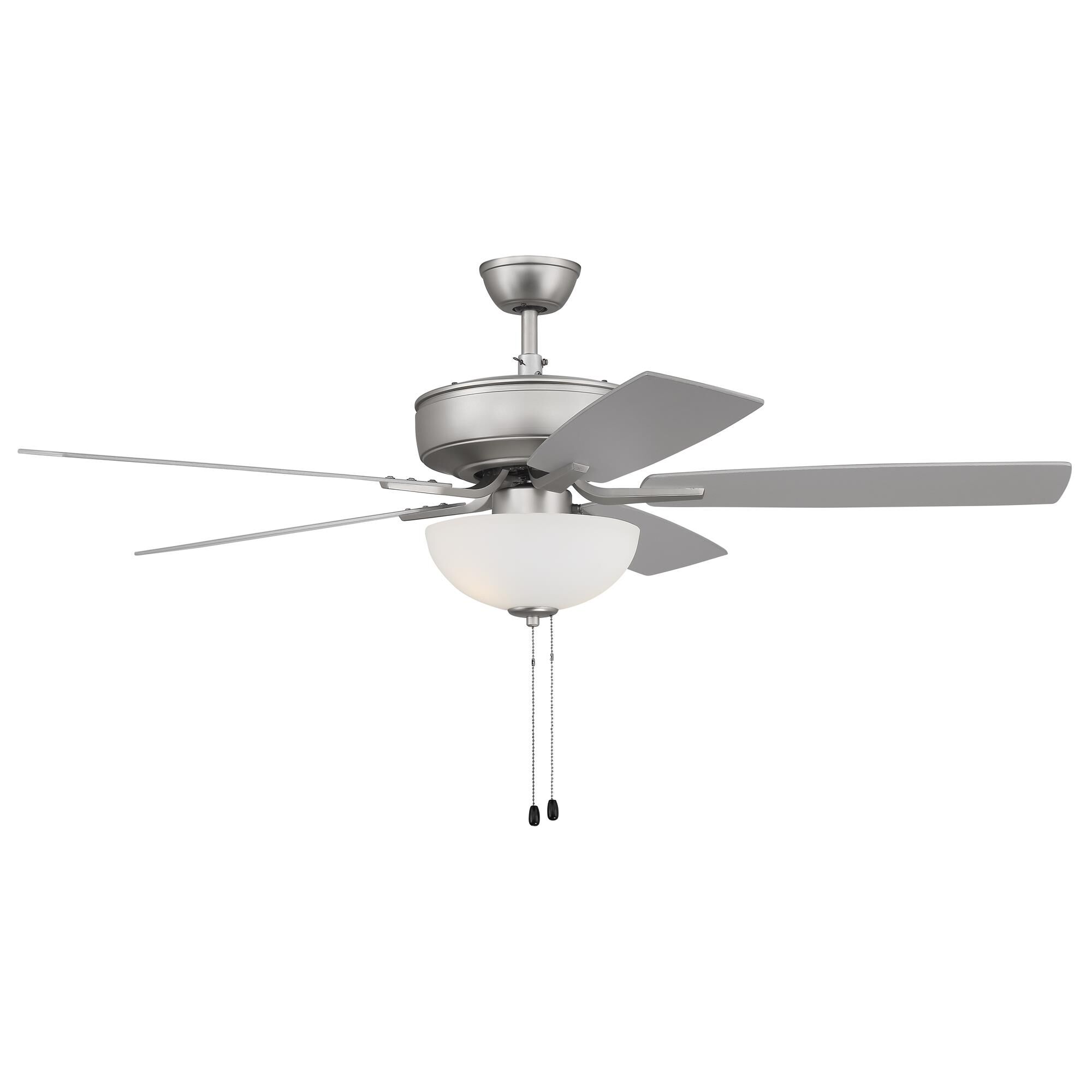 Shown in Brushed Satin Nickel finish and White Frost glass and Yes shade