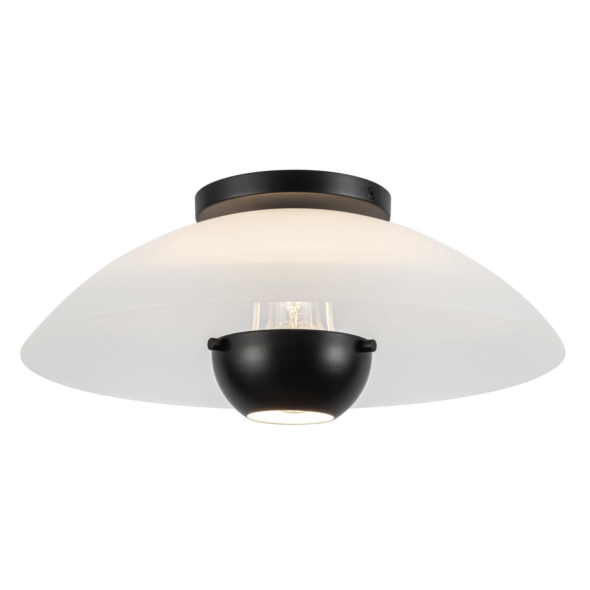 Shown in Black finish and Matte Opal Glass shade