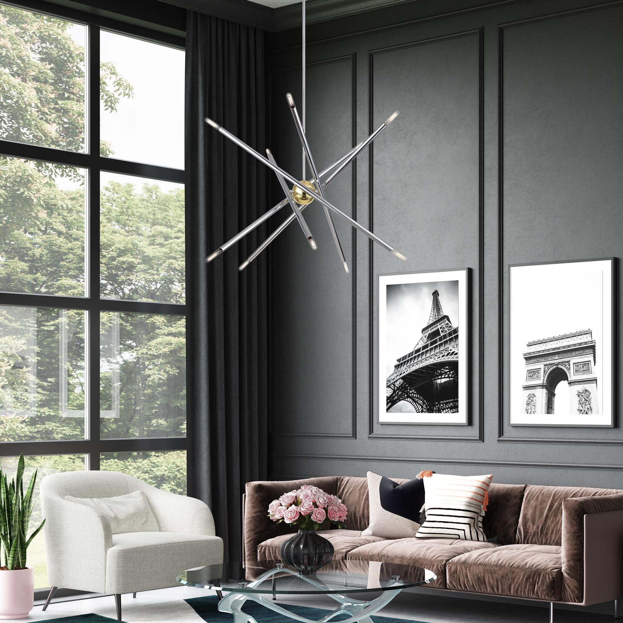 Shown in Polished Chrome with Polished Brass Accents finish