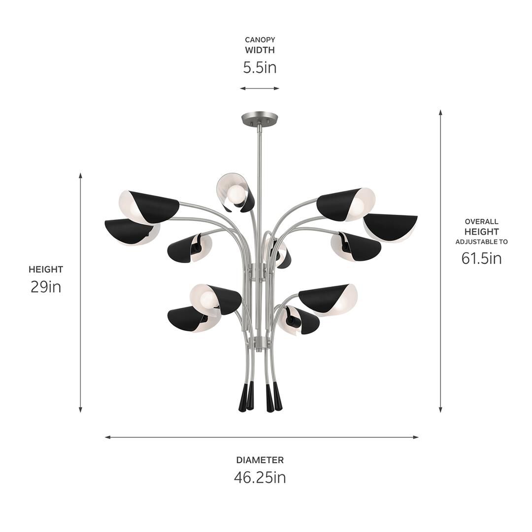 Arcus 46 Inch 12 Light Chandelier by Kichler Lighting