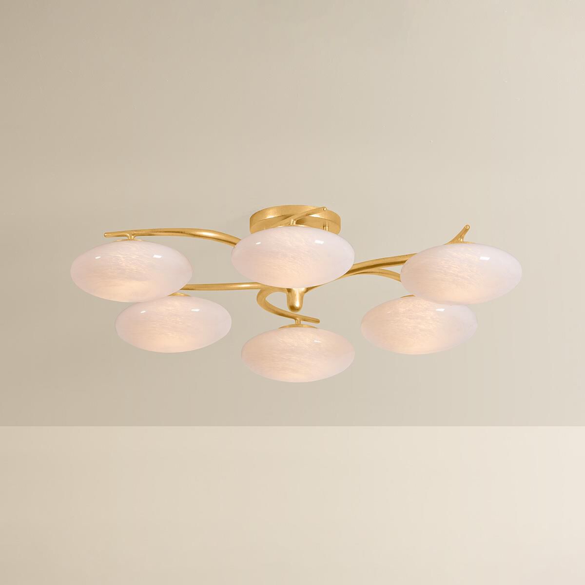 Shown in Vintage Gold Leaf finish and Cloud glass