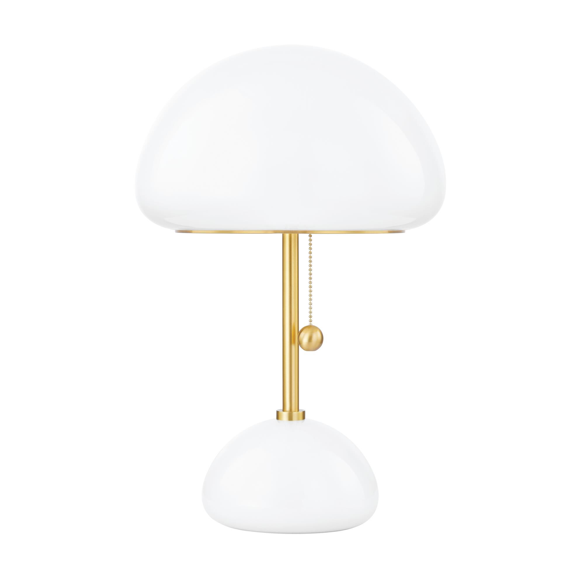 Shown in Aged Brass finish and Opal Glossy glass