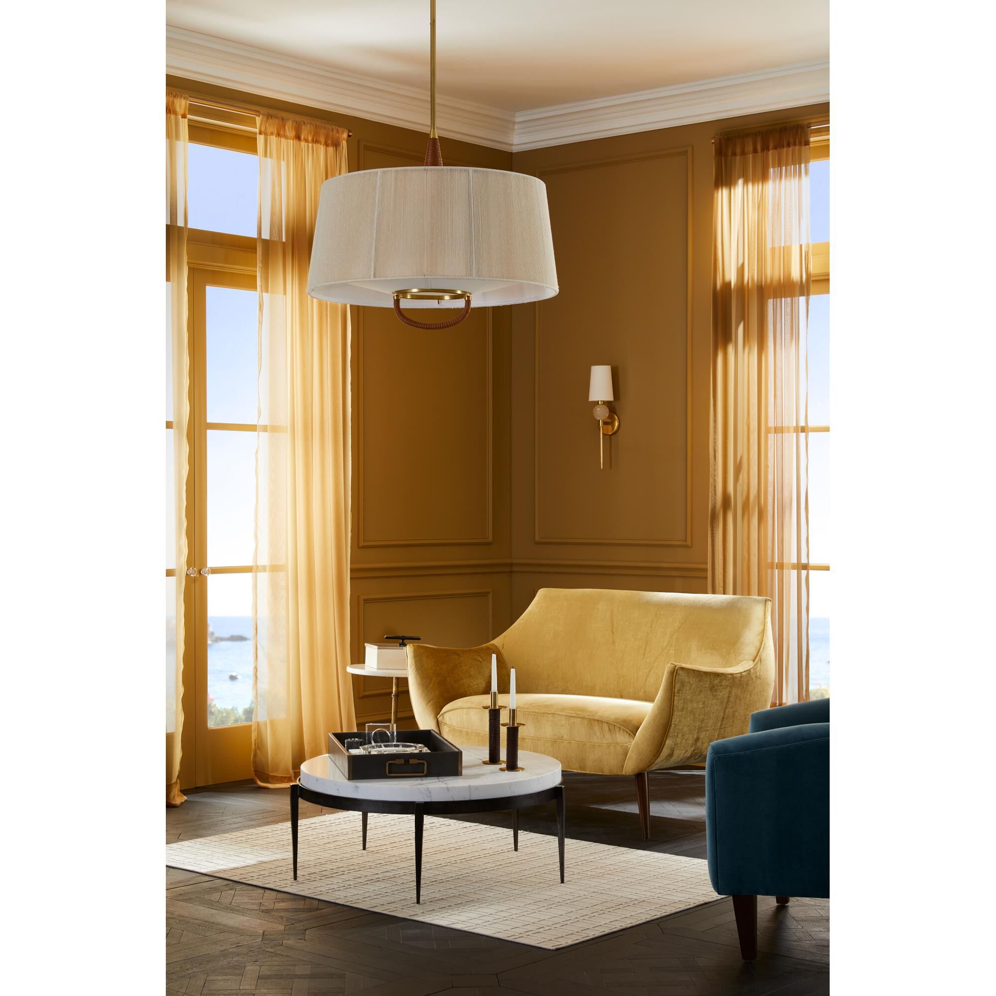 Shown in Natural finish and Linen shade