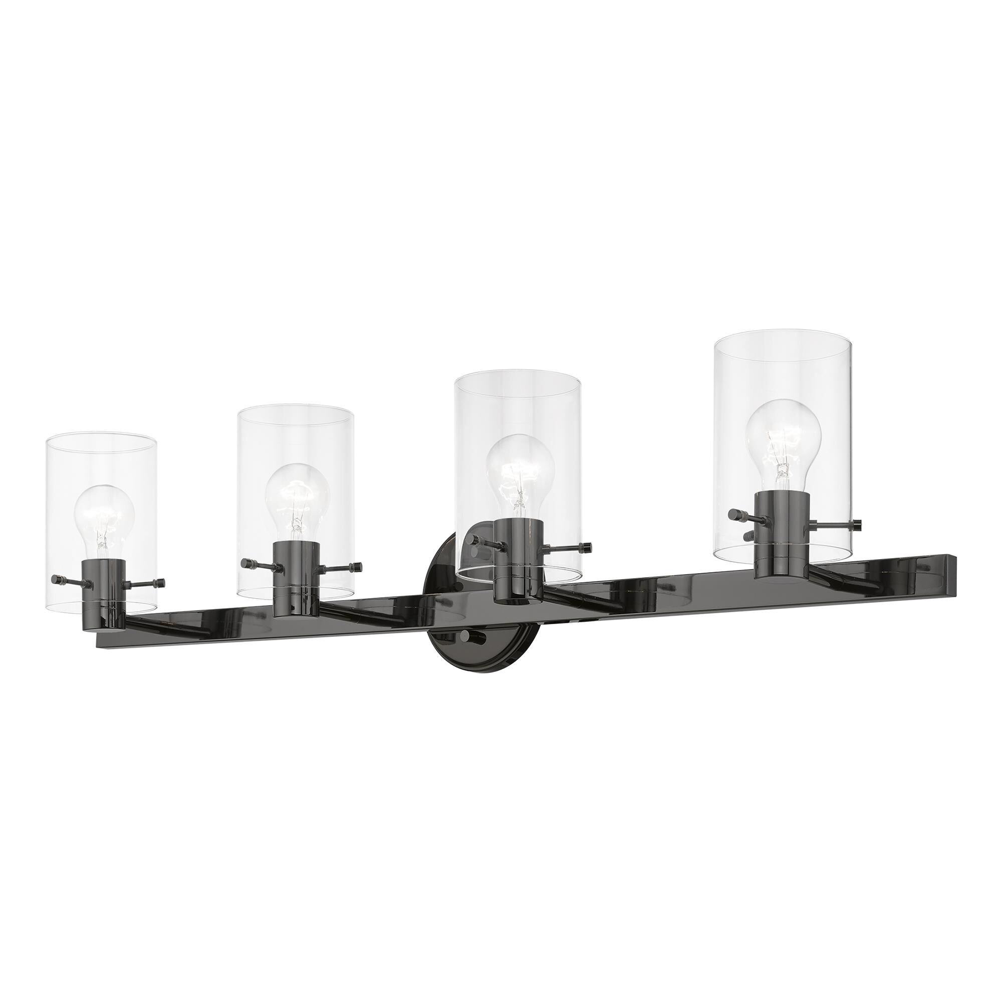 Shown in Black Chrome finish and Clear glass