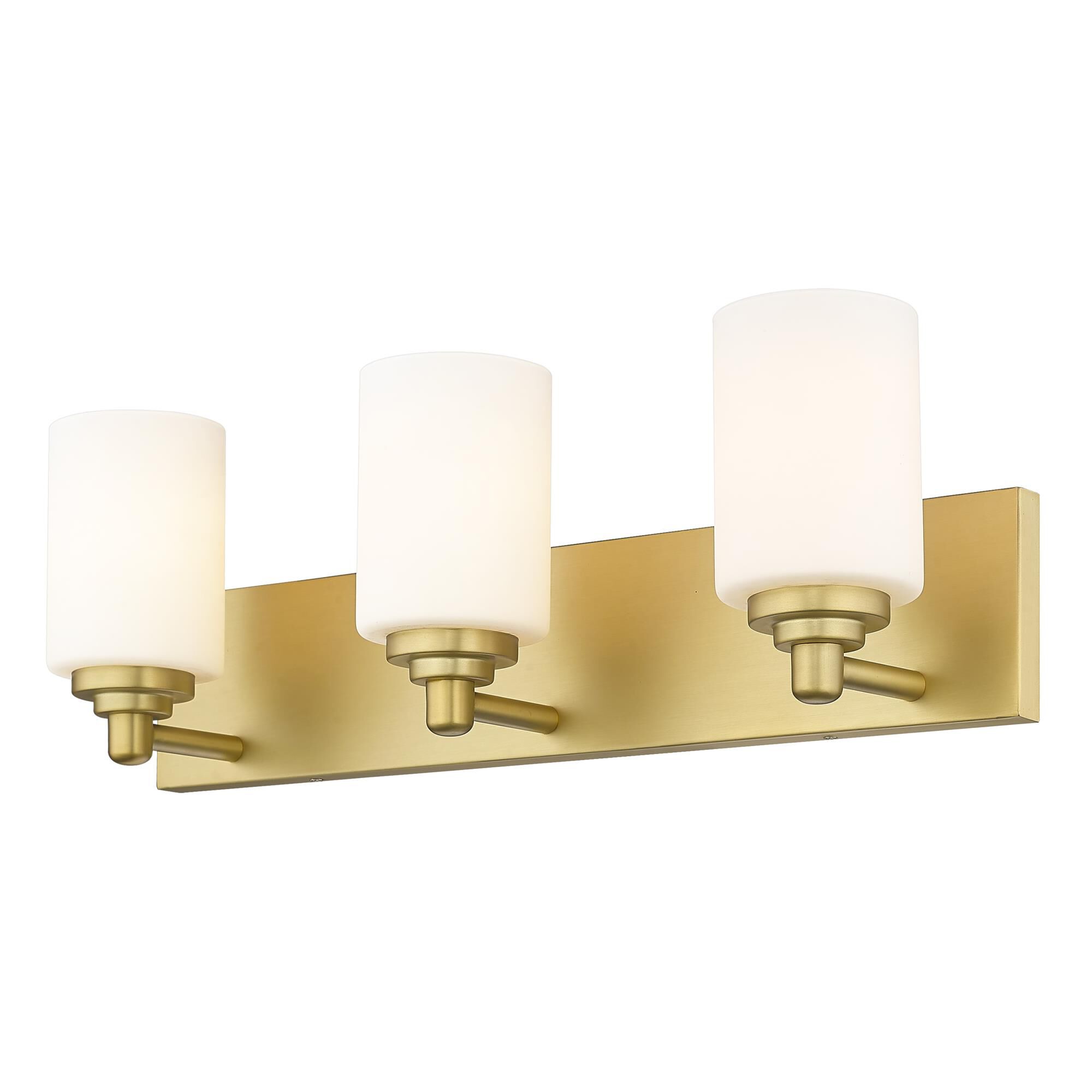 Shown in Brushed Gold finish and White glass