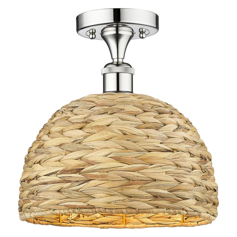 Bruno Marashlian Woven Rattan 12 Inch Semi Flush Mount by Innovations Lighting
