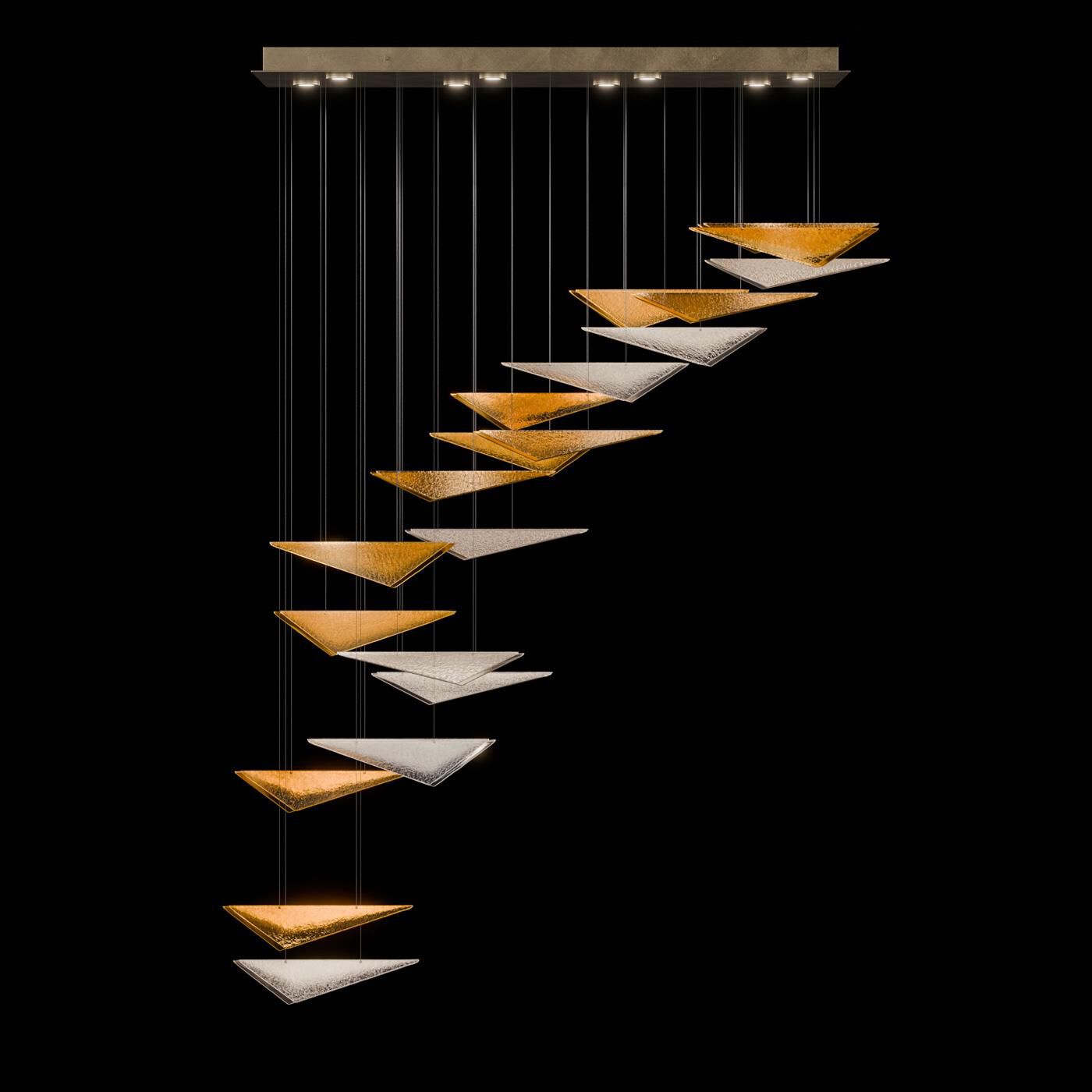 Shown in Gold finish and Amber Hammered glass