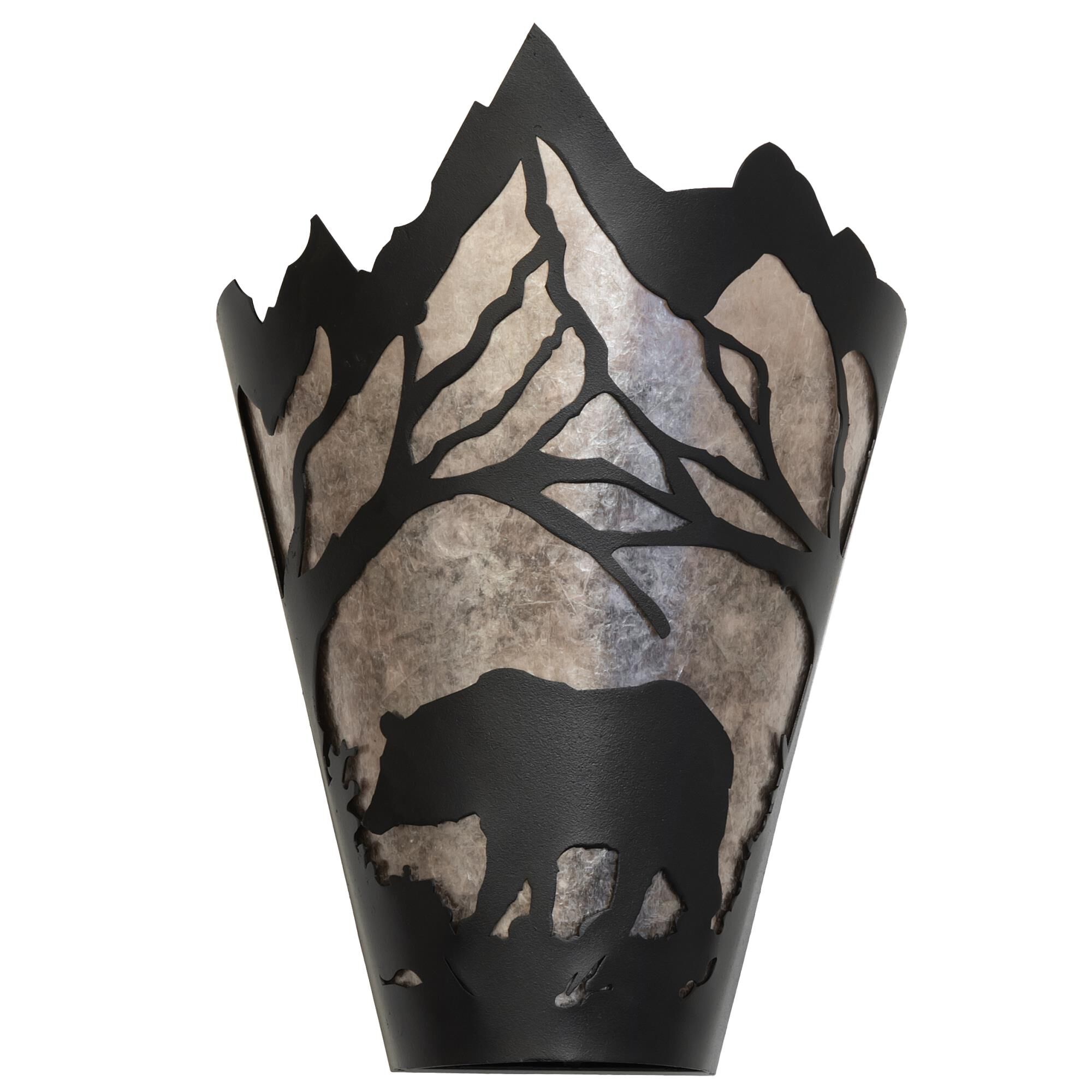 Shown with Black Metal Finish;Silver Mica glass