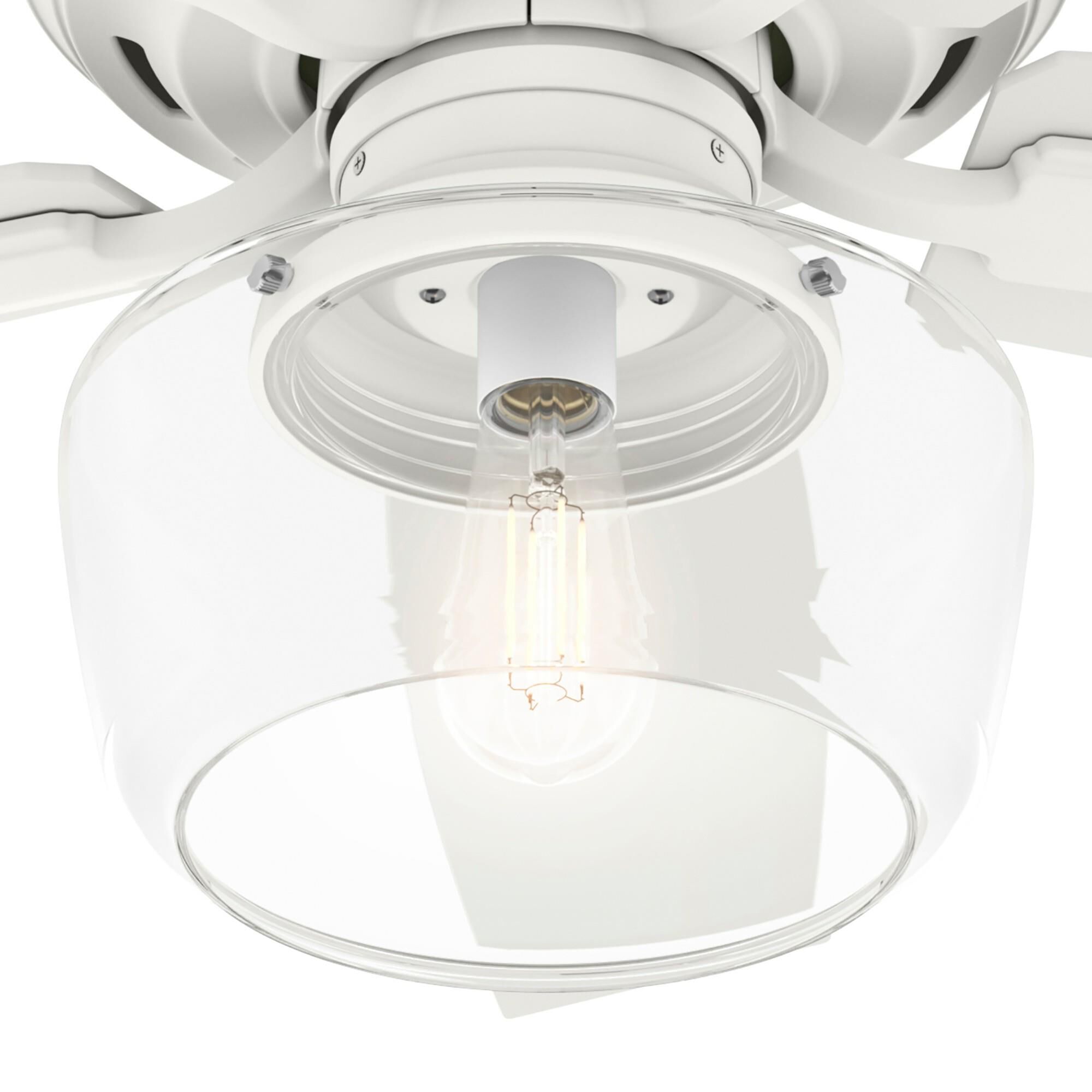 Shown in Matte White finish and Clear glass