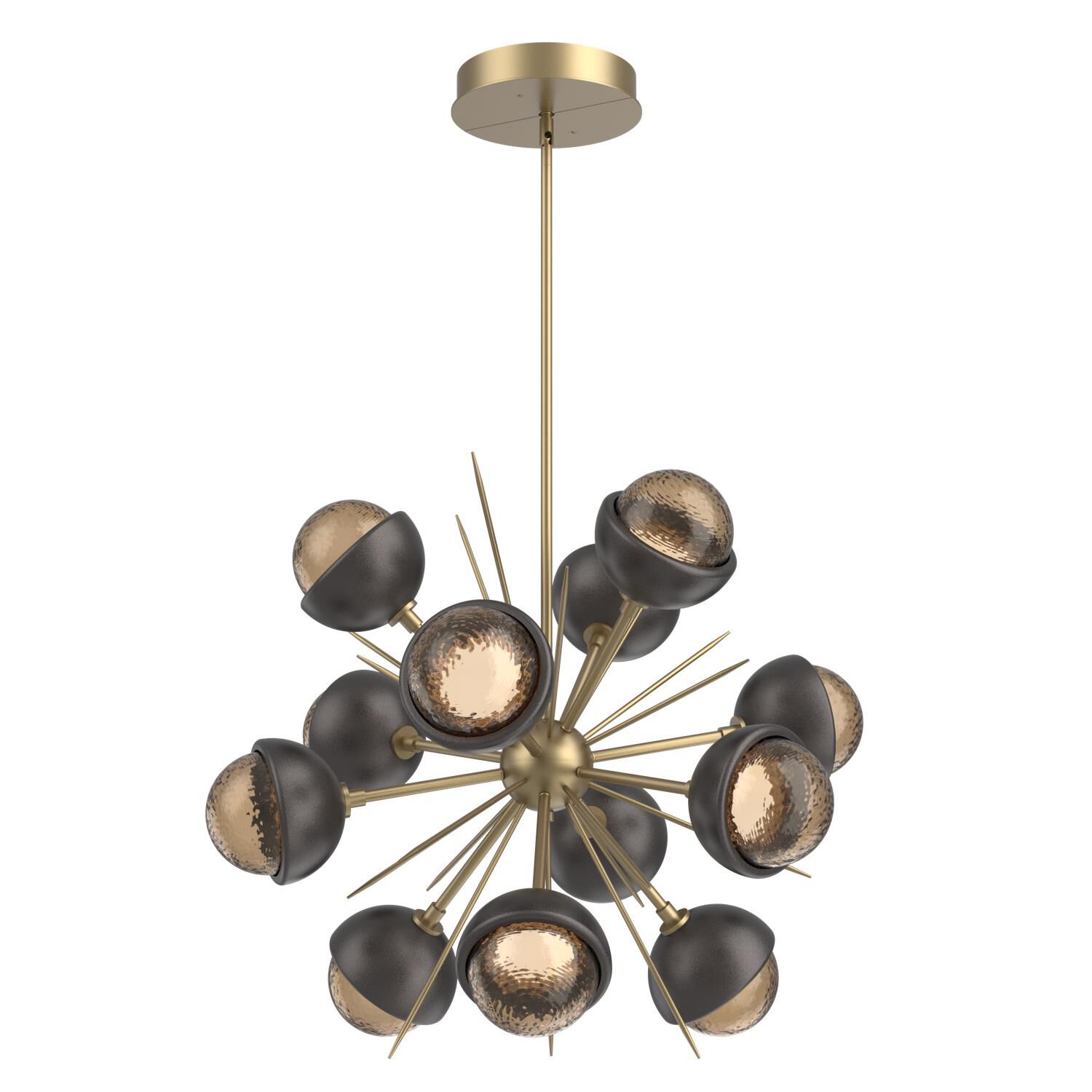 Shown in Gilded Brass finish and Bronze glass and Graphite accent